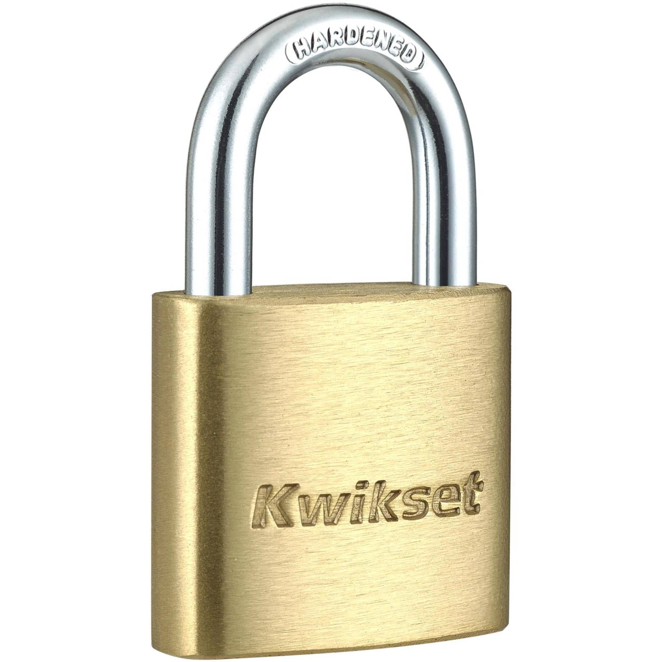 Kwikset 1-3/16" Brass Padlock with 5/8" Shackle