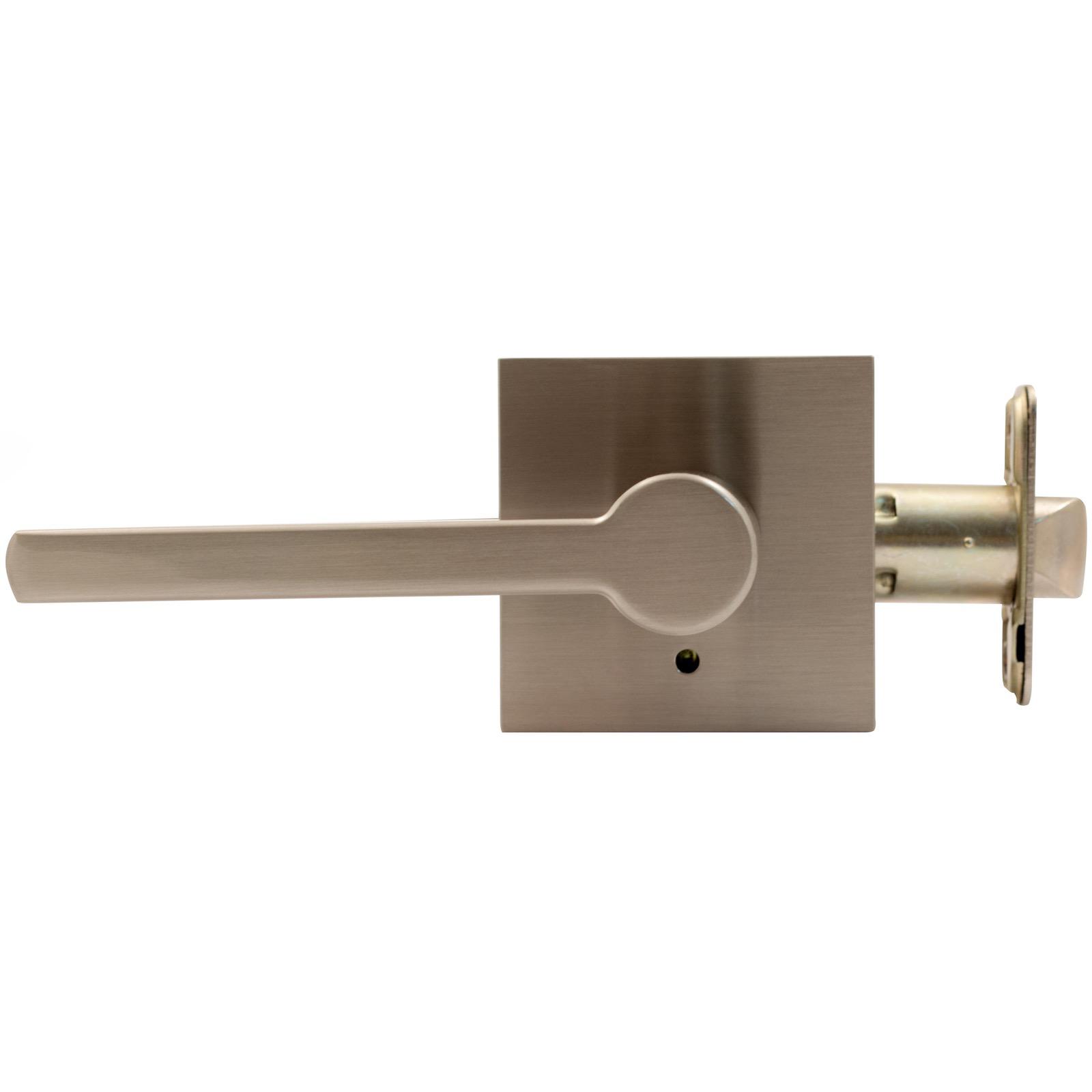 Stone Harbor Hardware Vienna Door Lever with Square Rosette, Privacy (Bed/Bath) Latch, Satin Nickel