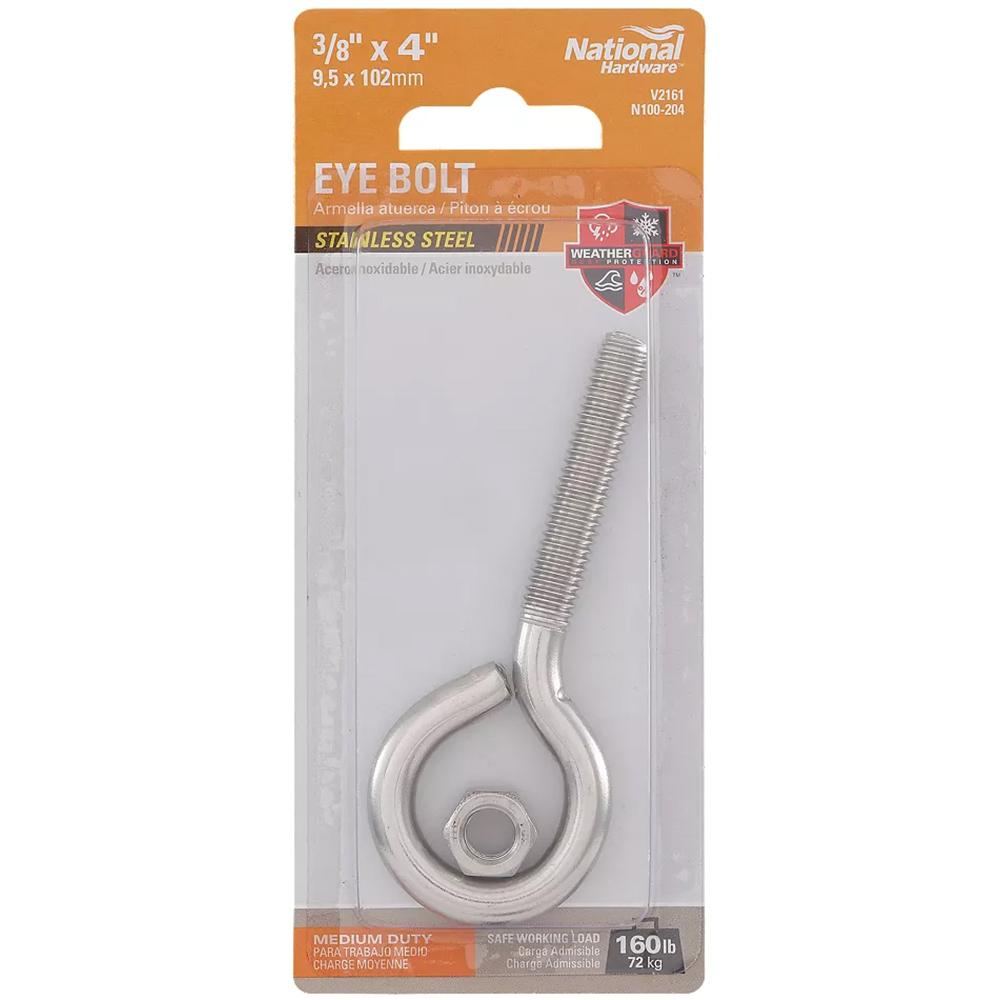 National Hardware - N100-204 V2161 3/8" x 4" Eye Bolt in Stainless Steel