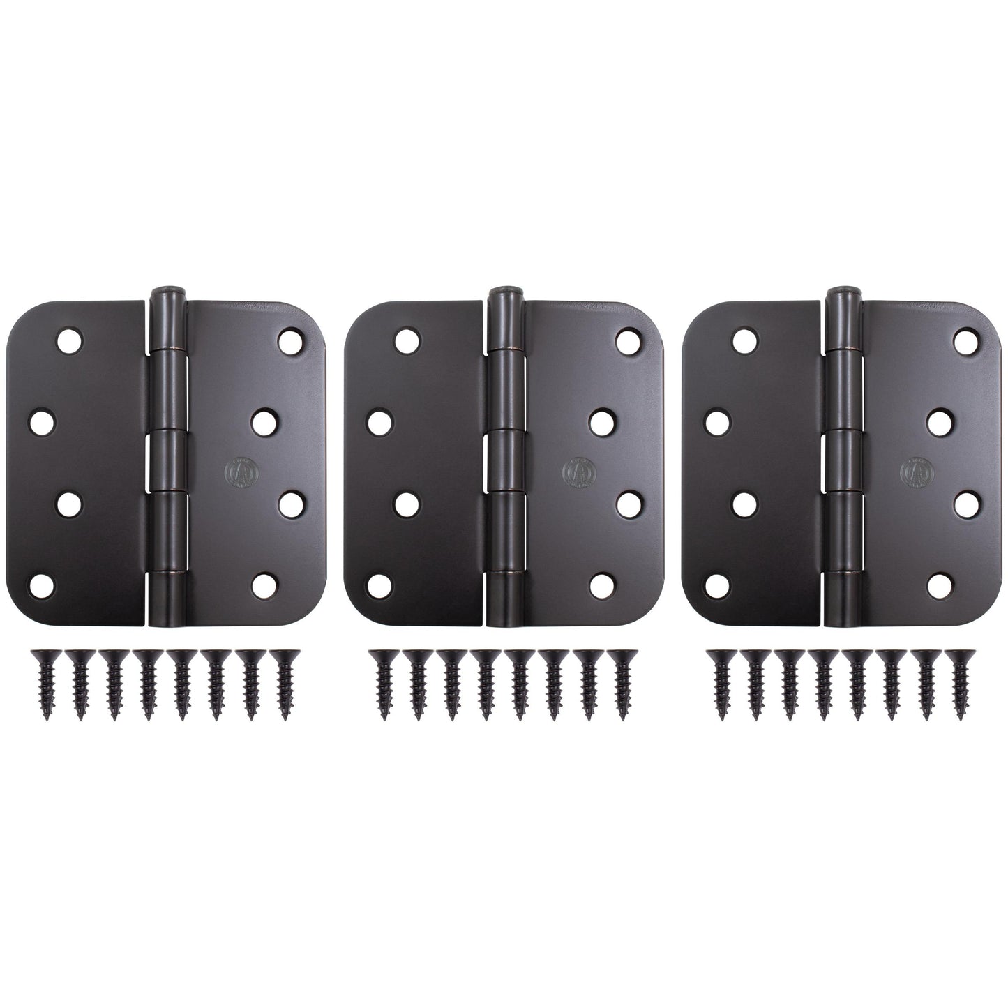 Stone Harbor Hardware 4" Door Hinges, 5/8" Radius Corner, Oil-Rubbed Bronze, 3-Pack