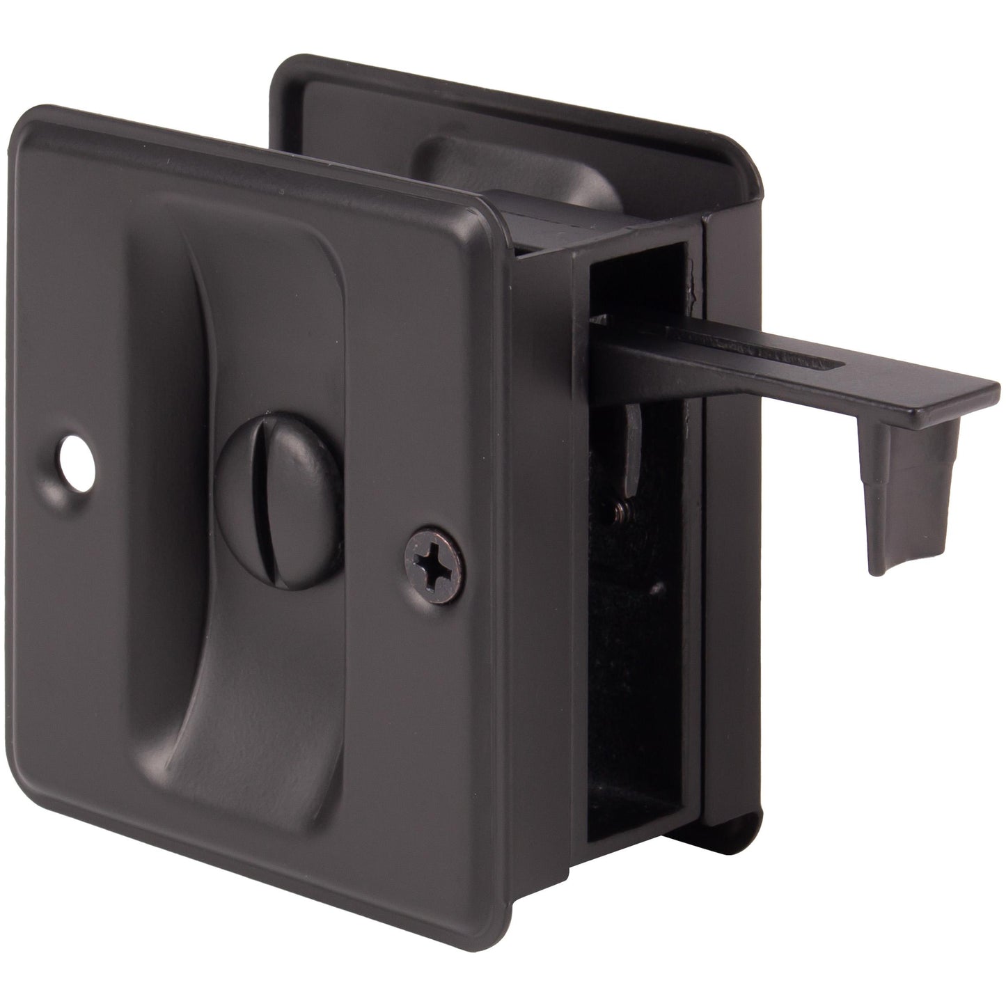 Stone Harbor Hardware Square Pocket Door Lock, Privacy Function, Matte Black