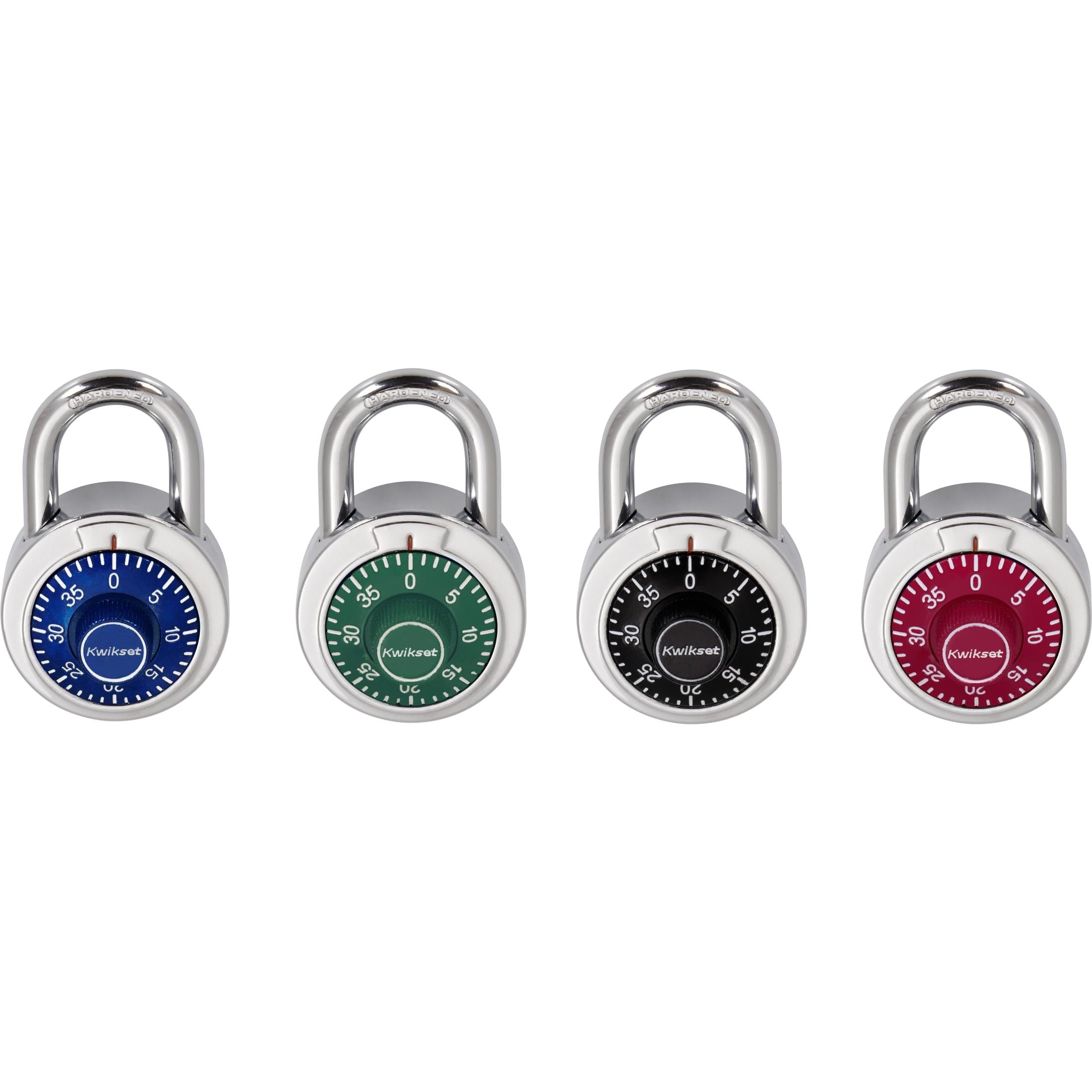 Kwikset 2" Combination Dial Padlock with 13/16" Shackle, 4-Pack