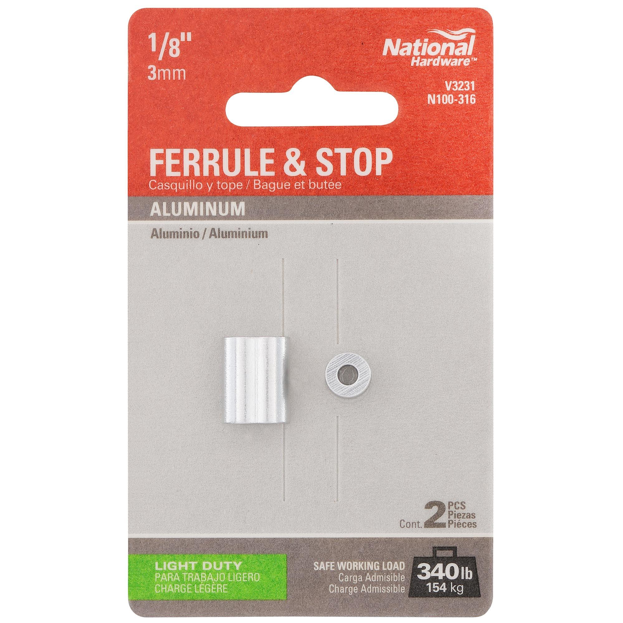 National Hardware - N100-316 V3231 1/8" Ferrule & Stop Ferrule and Stops in Aluminum