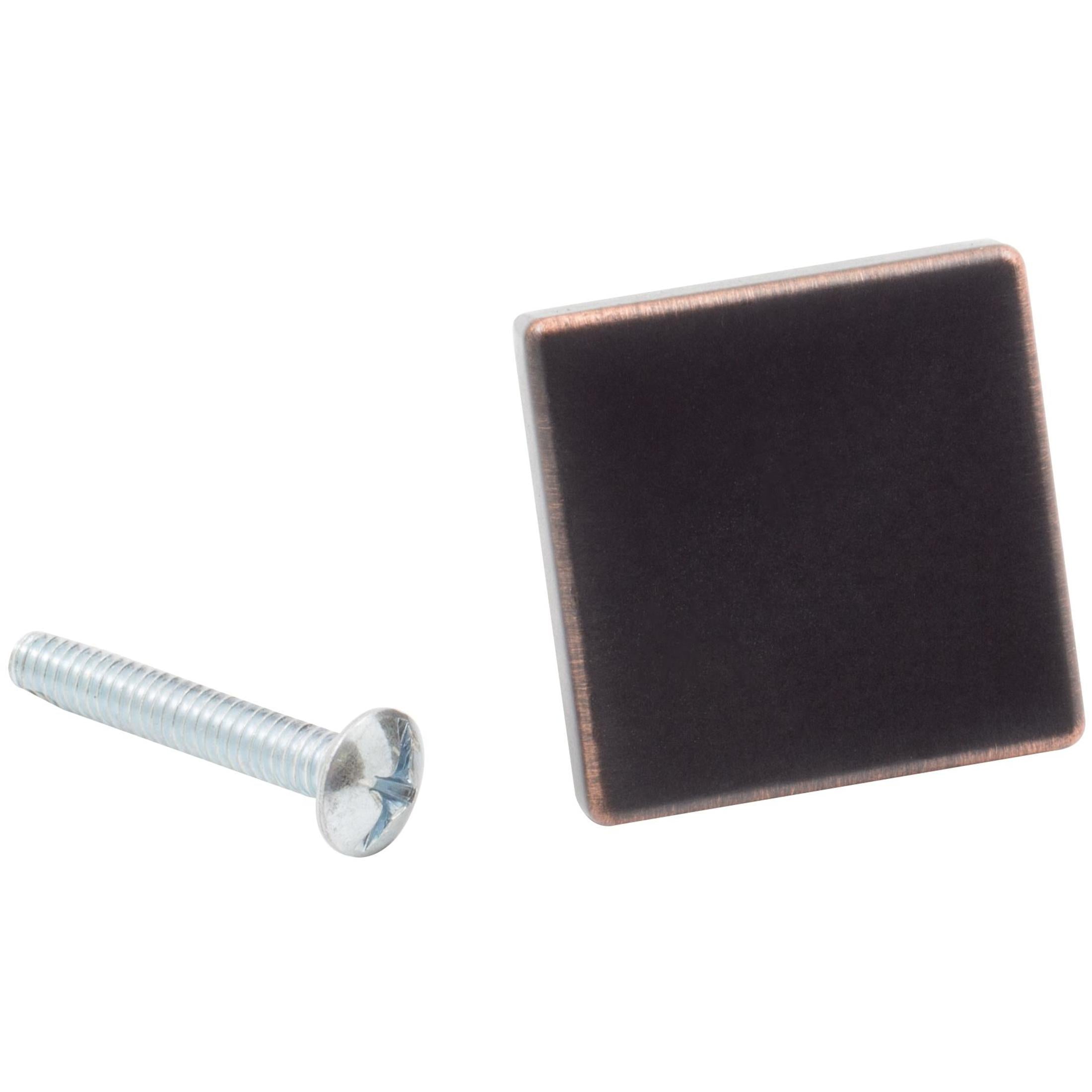 Contemporary Square Cabinet Knob, 1-1/8 Inches, Zinc Base Material