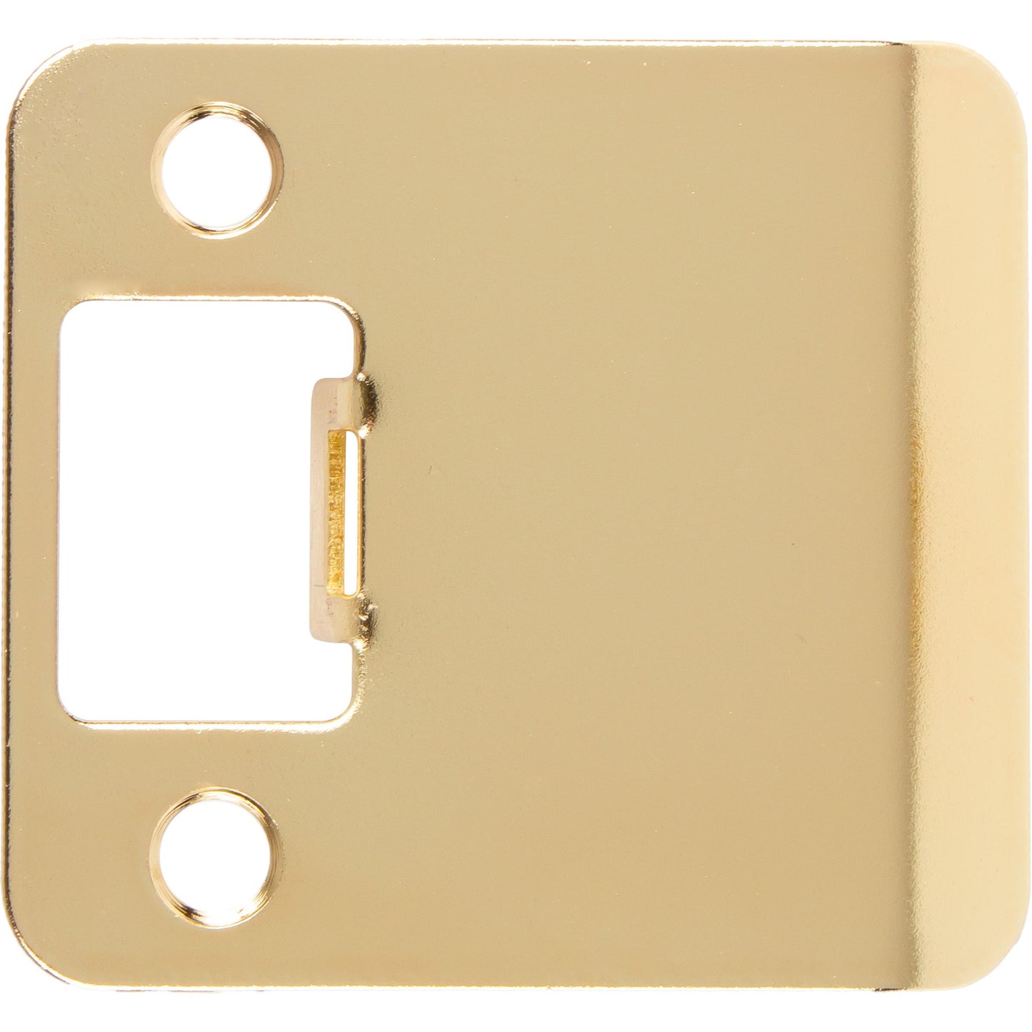 Stone Harbor Hardware Round Corner Extended Lip Strike Plate, 2-1/4" x 2", (2-1/2" Overall Length), Polished Brass