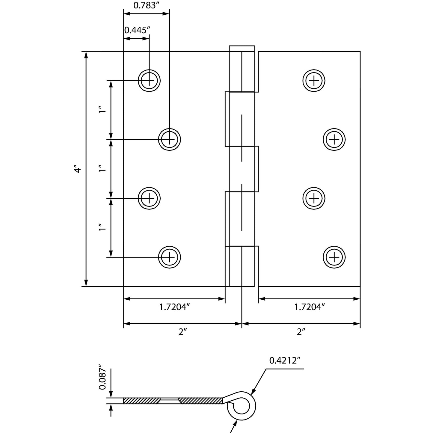 Stone Harbor Hardware 4" Door Hinges, Square Corner, Satin Nickel, 3-Pack