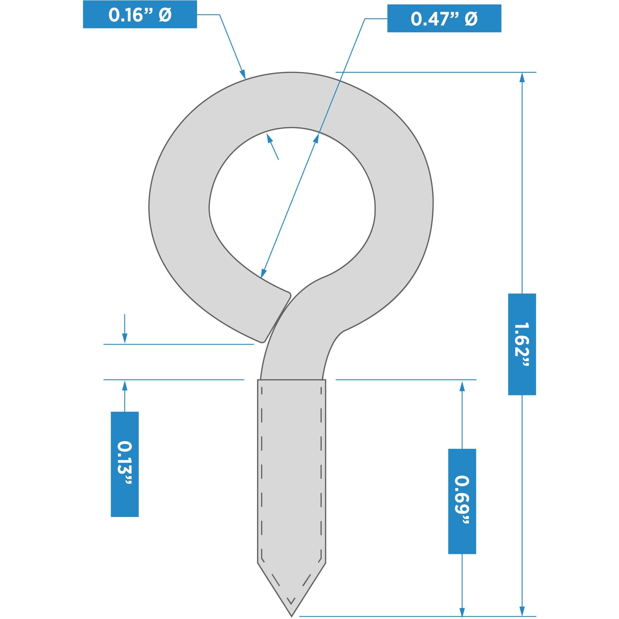 2016BC #8 1-5/8" Screw Eye - Stainless Steel