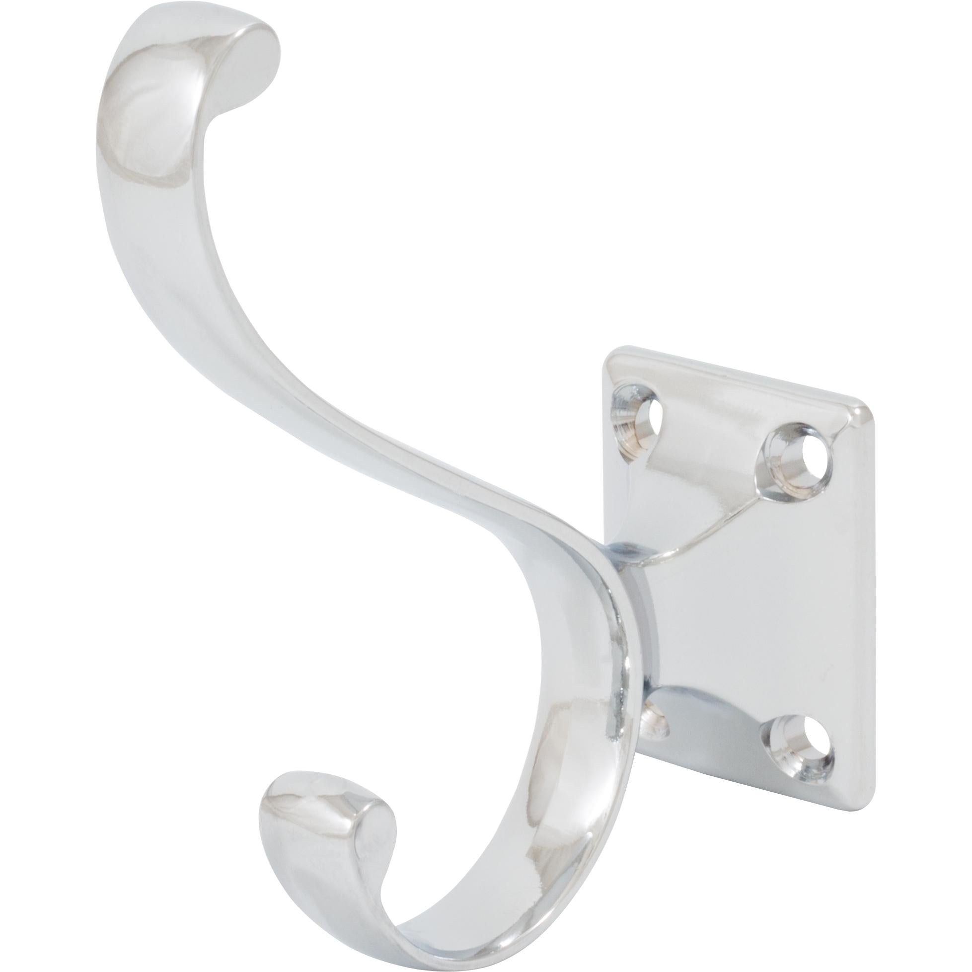 Stone Harbor Hardware Heavy-Duty Coat & Hat Hook, 3-7/16" High, 2-15/16" Projection, Polished Chrome