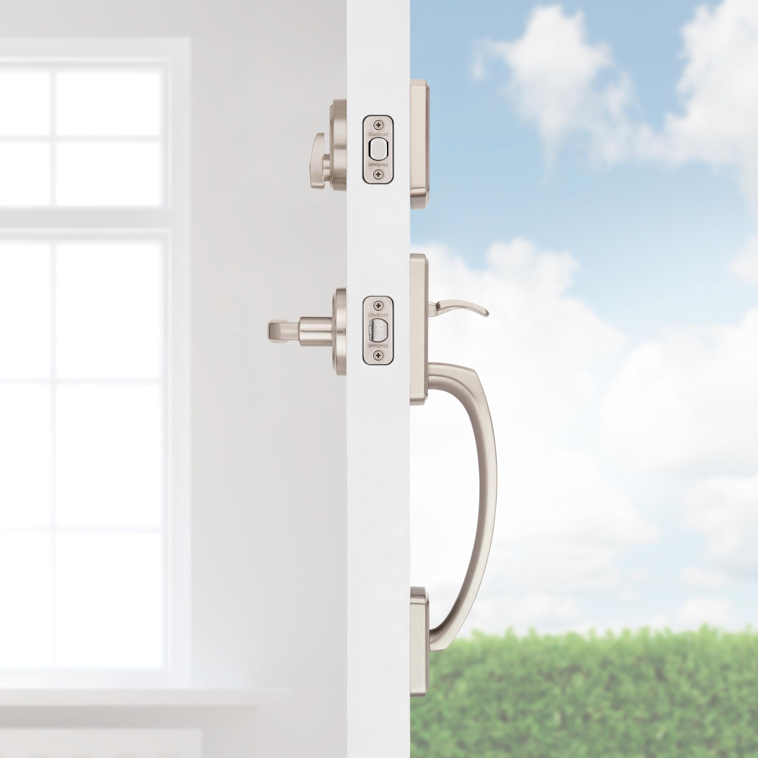 818BFHXTDL 15 SMT CP Brentford Handleset with Trafford - Satin Nickel