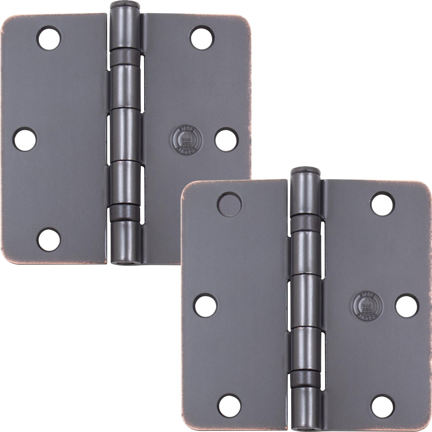 Stone Harbor Hardware 3-1/2" Ball-Bearing Door Hinges, 1/4" Radius Corner, Vintage Bronze, 2-Pack