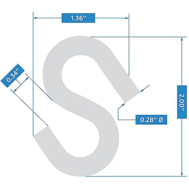 2078BC 2" Open S Hook - Stainless Steel