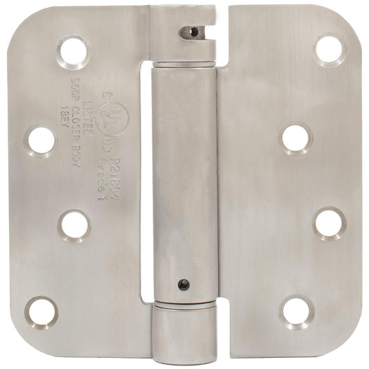 Stone Harbor Hardware Self-Closing Door Hinge, 4 Inches, 5/8" Radius Corner, Satin Stainless Steel