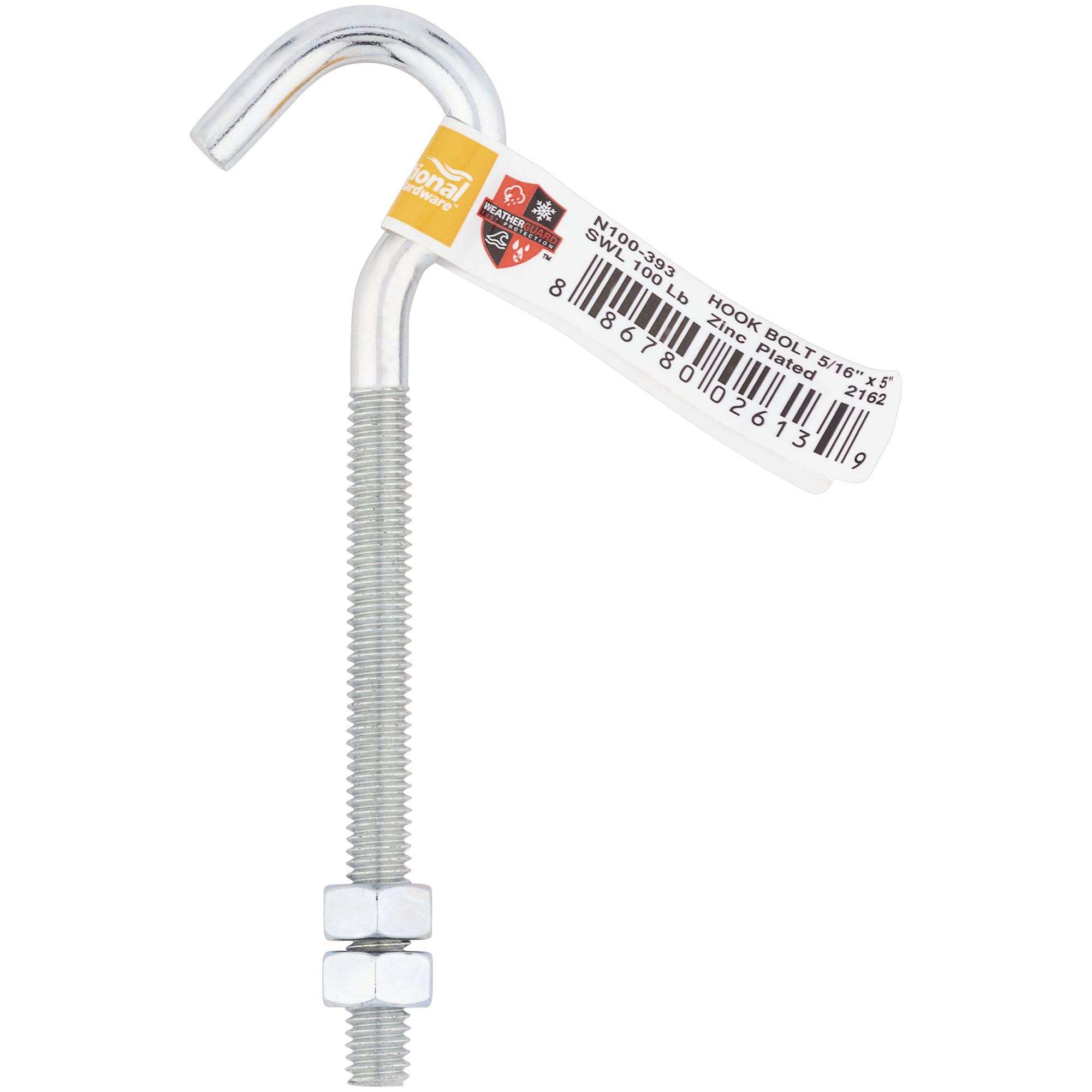 National Hardware - N100-393 2162BC 5/16" x 5" Hook Bolt in Zinc Plated