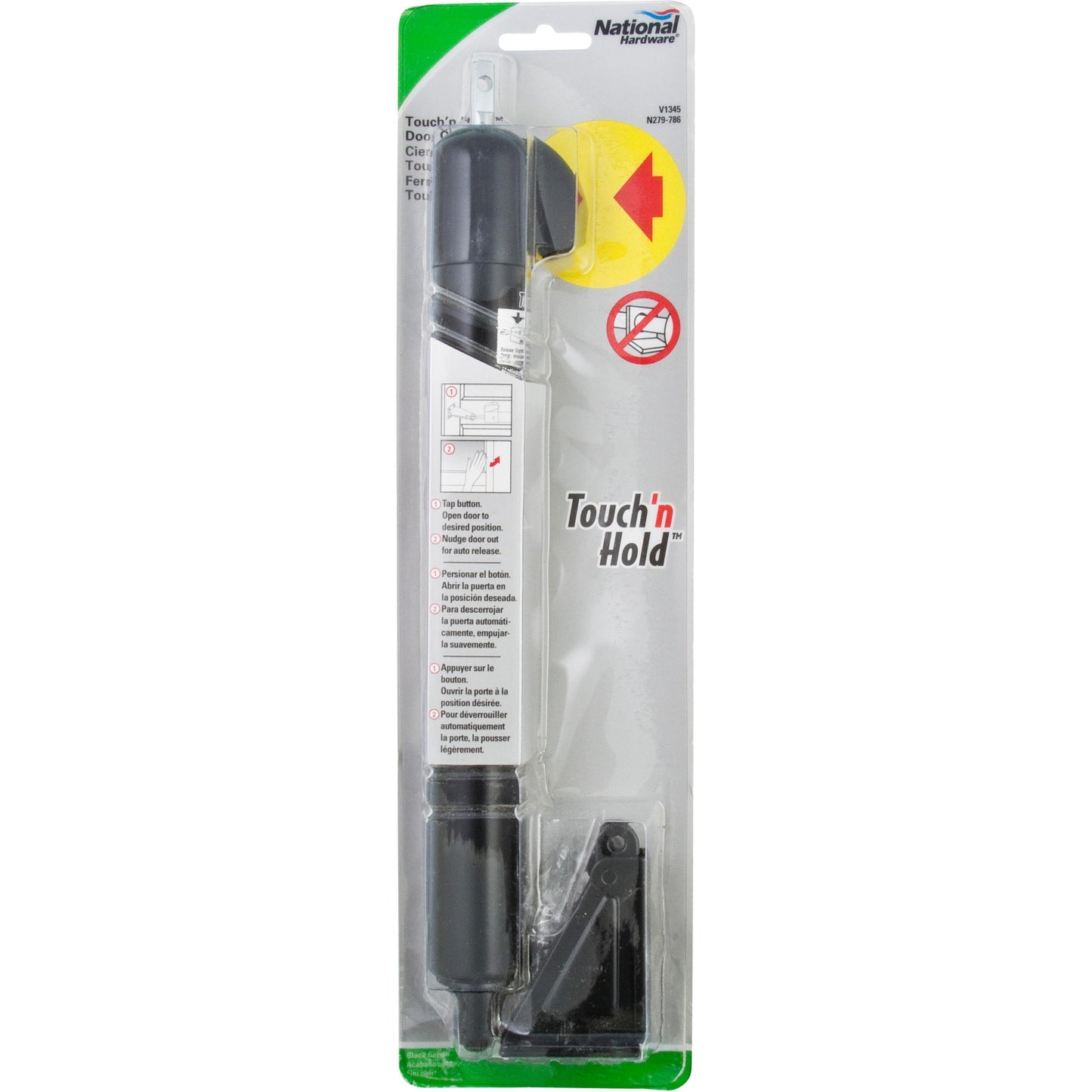 V1345 Touch 'n Hold Door Closer - Black