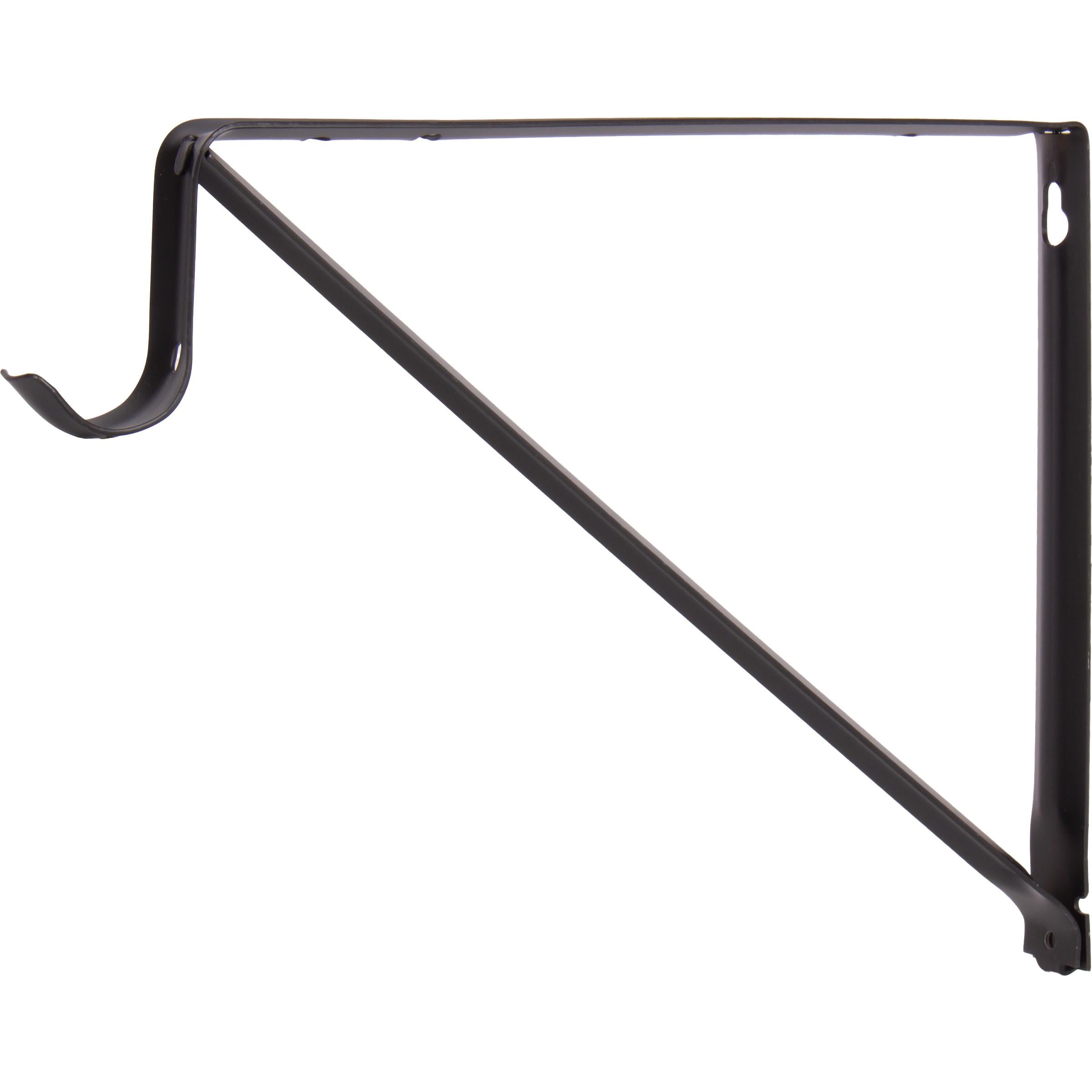 Stone Harbor Hardware Heavy-Duty Shelf and Pole Bracket, Powder Coated, 3" Drop, Matte Black