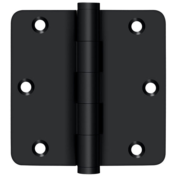 3.5" x 1/4R Solid Brass Hinge 2/pk - Matte Black