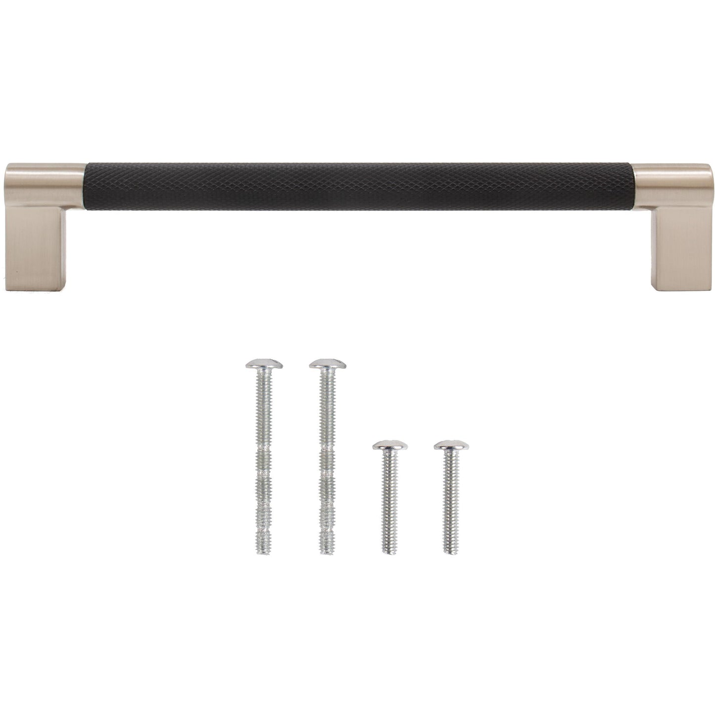 Stone Harbor Hardware Urban Cabinet Pull, 160 Millimeters, Matte Black with Satin Nickel Ends