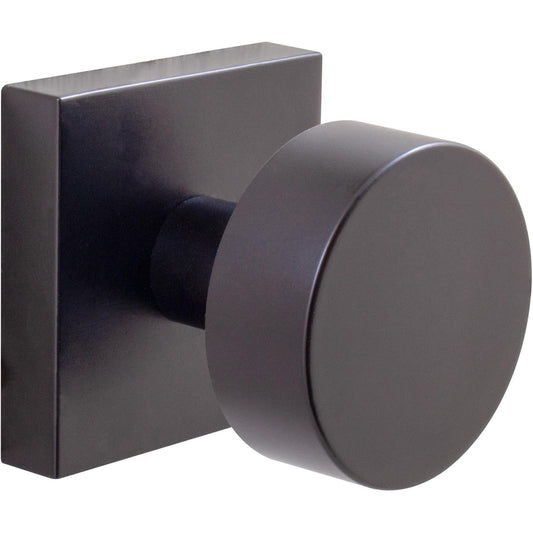 Stone Harbor Hardware Bonn Door Knob with Square Rosette, Passage (Hall/Closet) Latch, Matte Black