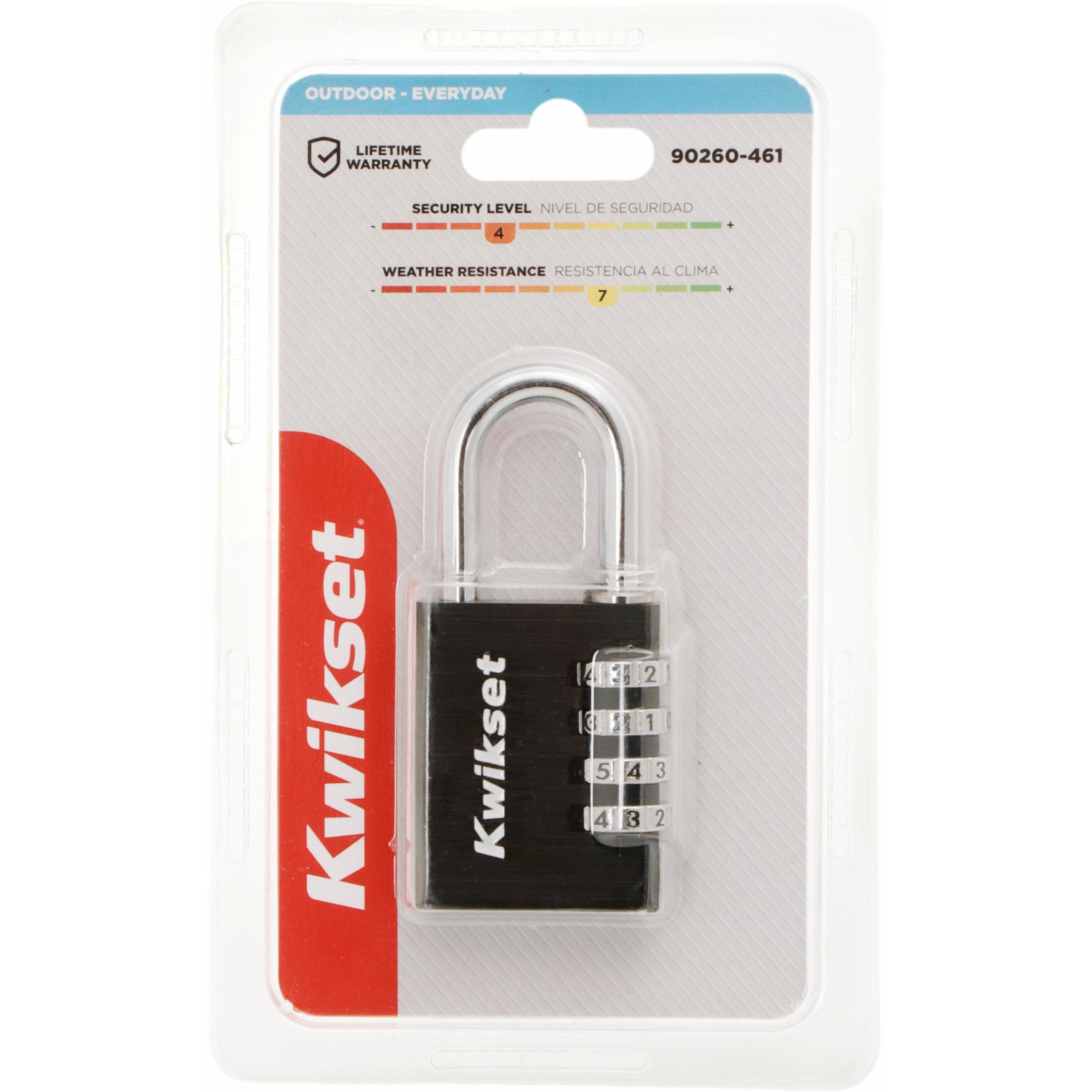 Kwikset 1-1/2" Aluminum Combination Padlock with 1-3/16" Shackle, Black