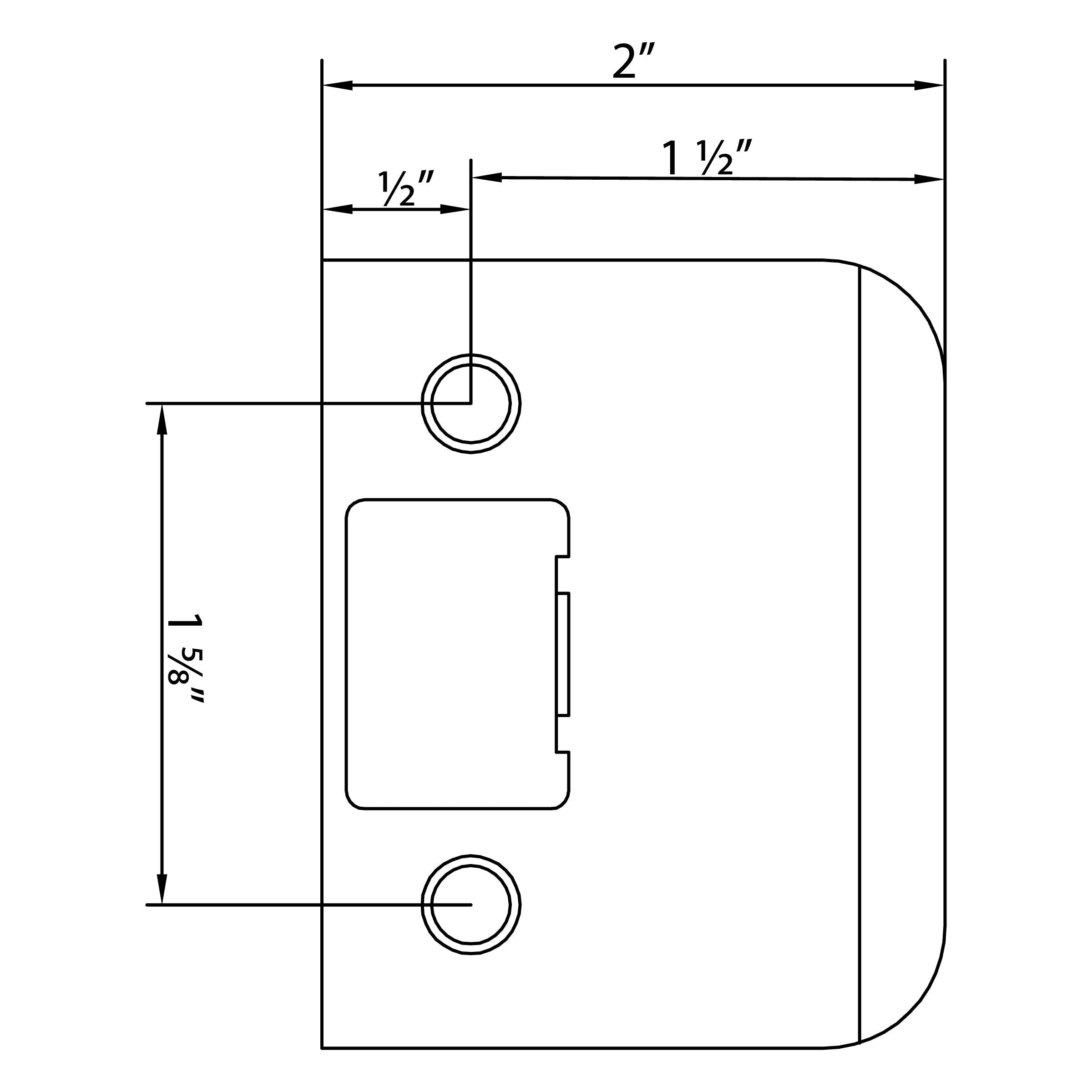 Tall Square Corner Extended Lip Strike, 2-1/2" x 1-1/2", (2" Overall Length)