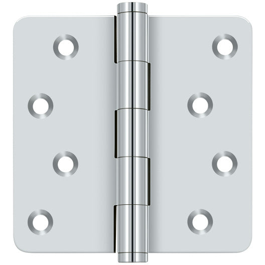 4.0" x 1/4R Solid Brass Hinge 2/pk - Polished Chrome