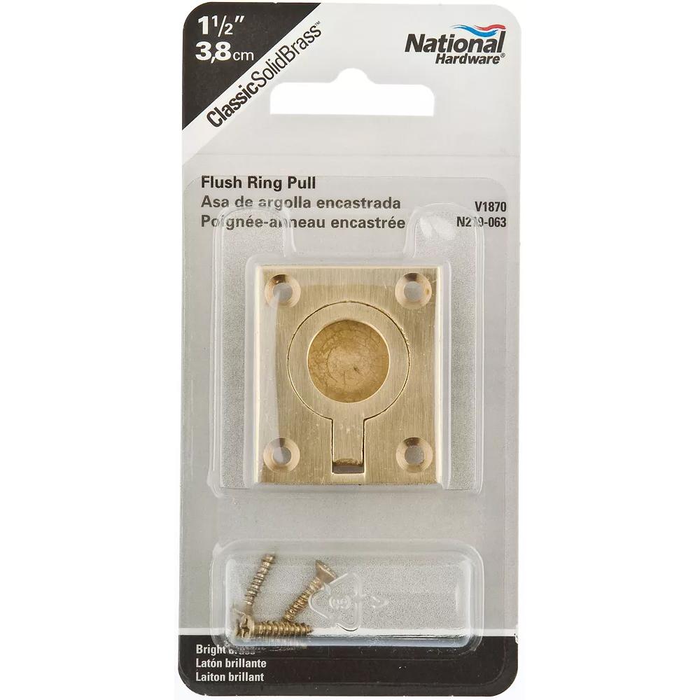 National Hardware - N219-063 V1870, 1-1/2" Flush Ring Pull in Solid Brass