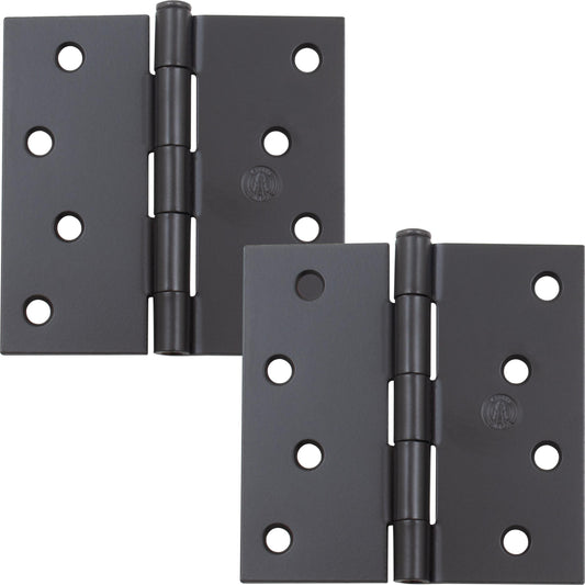 Stone Harbor Hardware 4" Door Hinges, Square Corner, Matte Black, 2-Pack