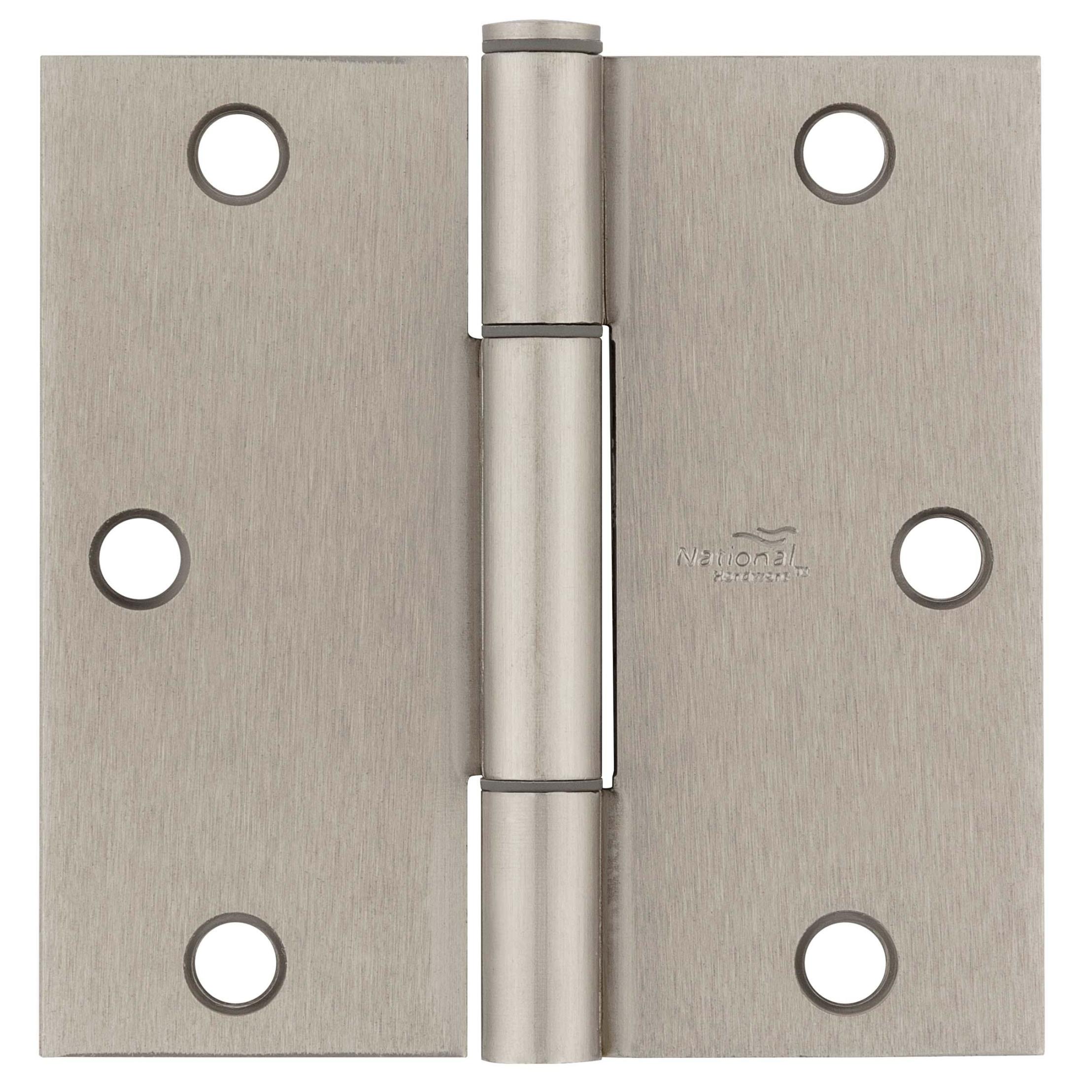 National Hardware - N830-448 525 3-1/2" SQR Squeak Guard Hinge, 3 pack - Satin Nickel