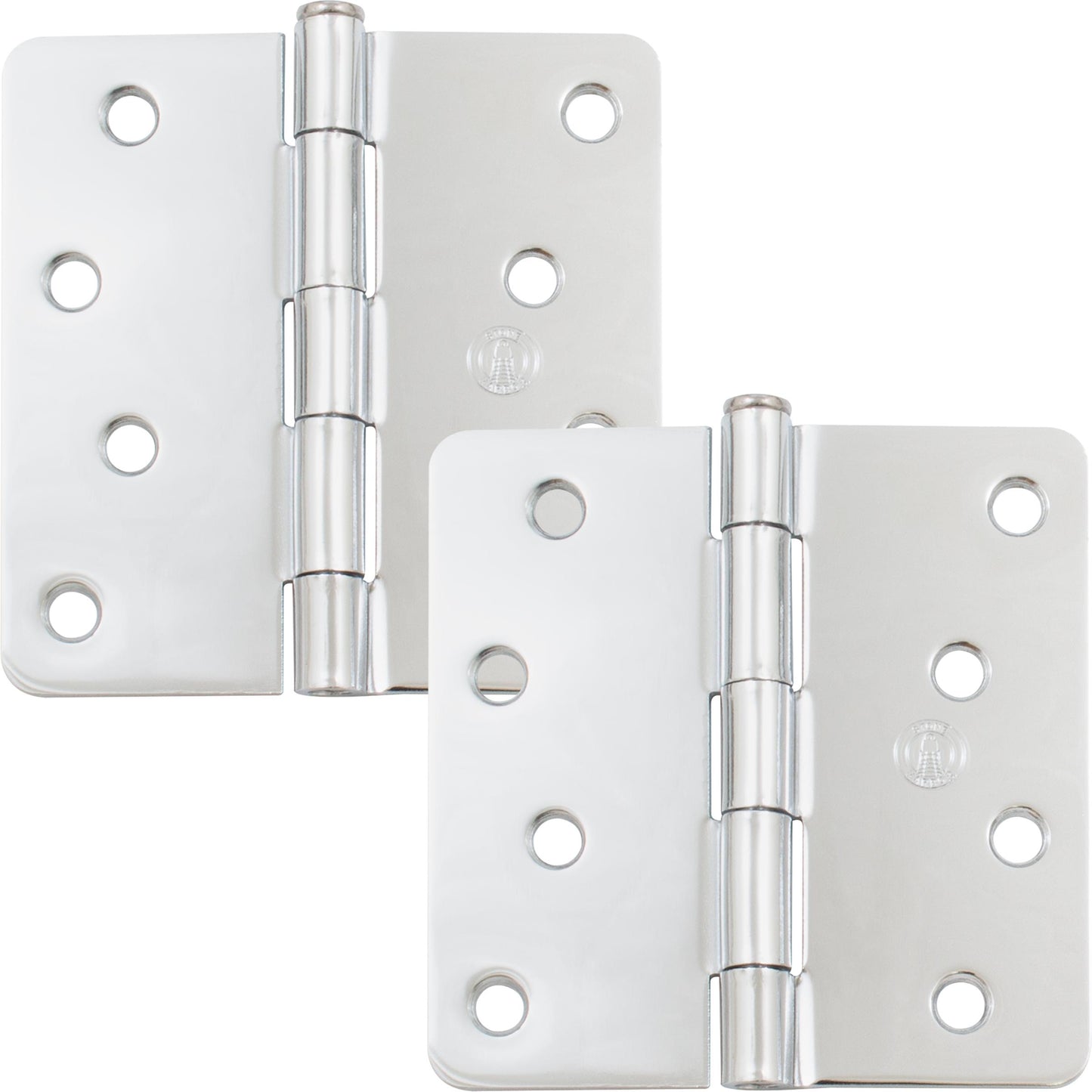 Stone Harbor Hardware 4" Door Hinges, 1/4" Radius Corner, Polished Chrome, 2-Pack