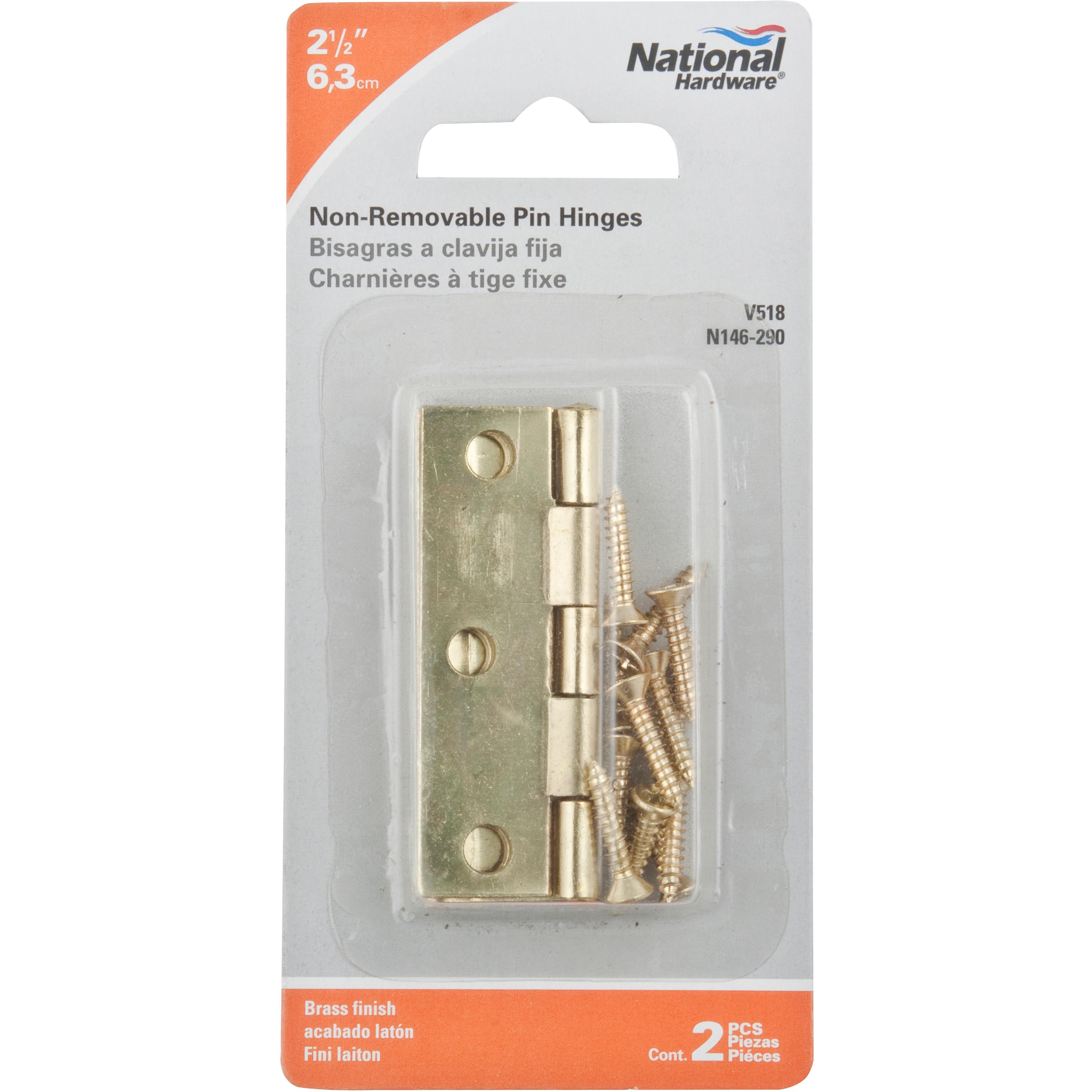 National Hardware - N146-290 V518 2-1/2" Hinge NRP - Polished Brass, 2 pack