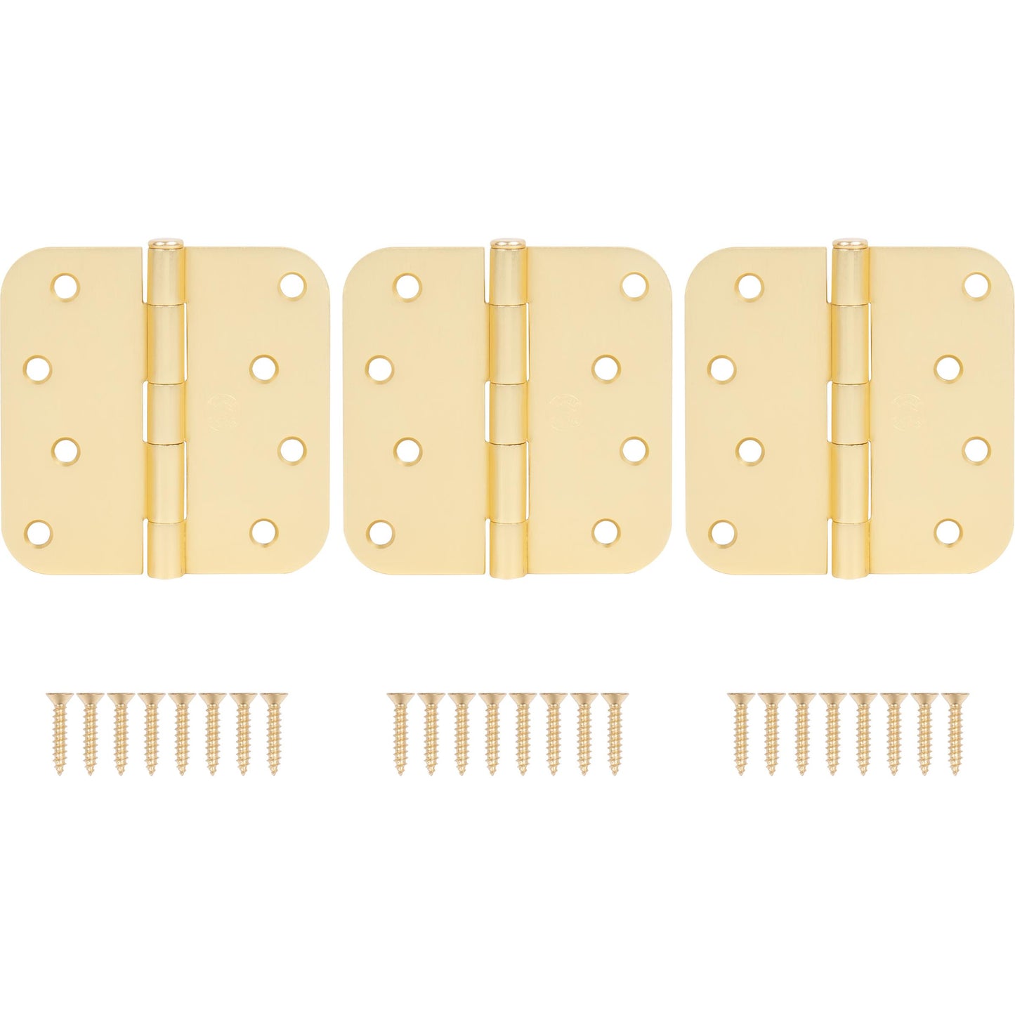 Stone Harbor Hardware 4" Door Hinges, 5/8" Radius Corner, Satin Brass, 3-Pack