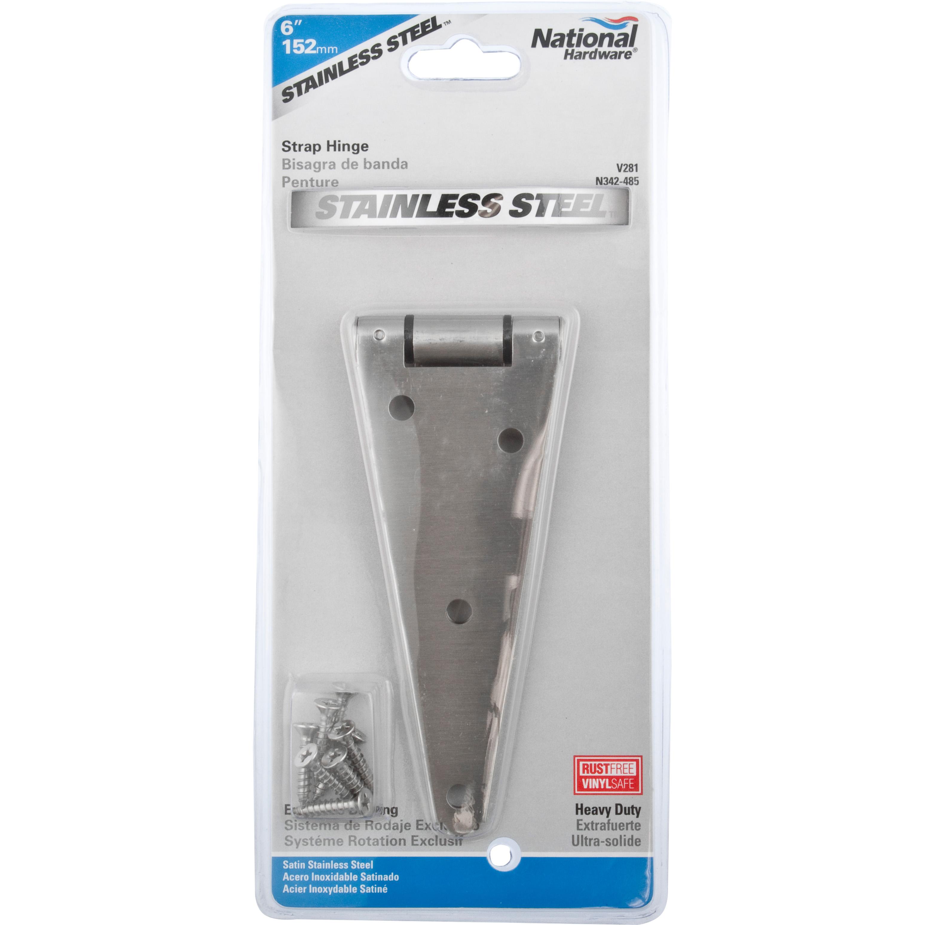 V281 6" Heavy Strap Hinge - Stainless Steel