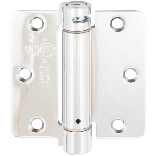 Stone Harbor Hardware Adjustable Spring Hinge, 3-1/2 Inches, 1/4" Radius Corner, Polished Chrome