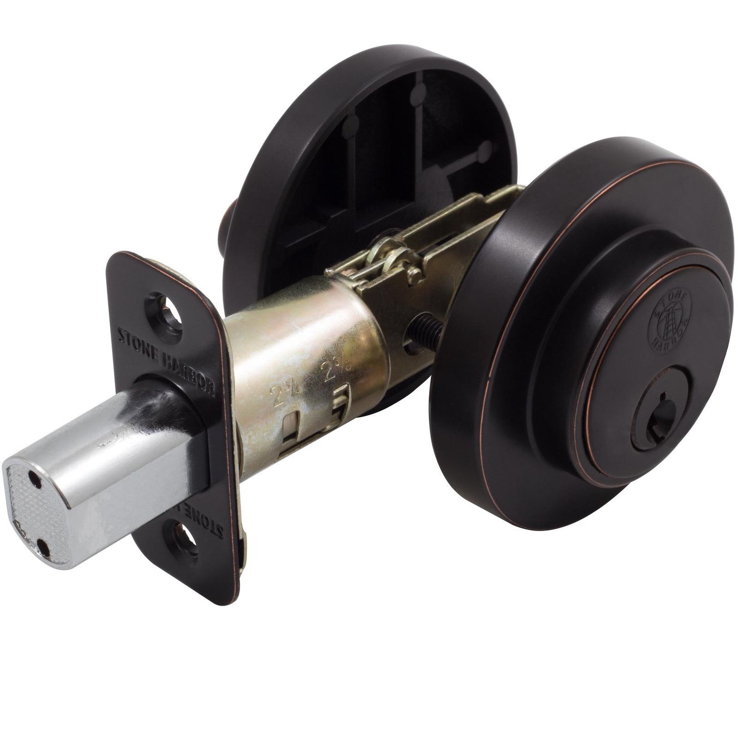 Stone Harbor Hardware Grade 3 Contemporary Round Deadbolt, KW Keyway, Vintage Bronze