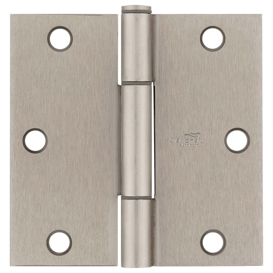 National Hardware - 525 3-1/2" SQR Squeak Guard Hinge 3/pk - Satin Nickel