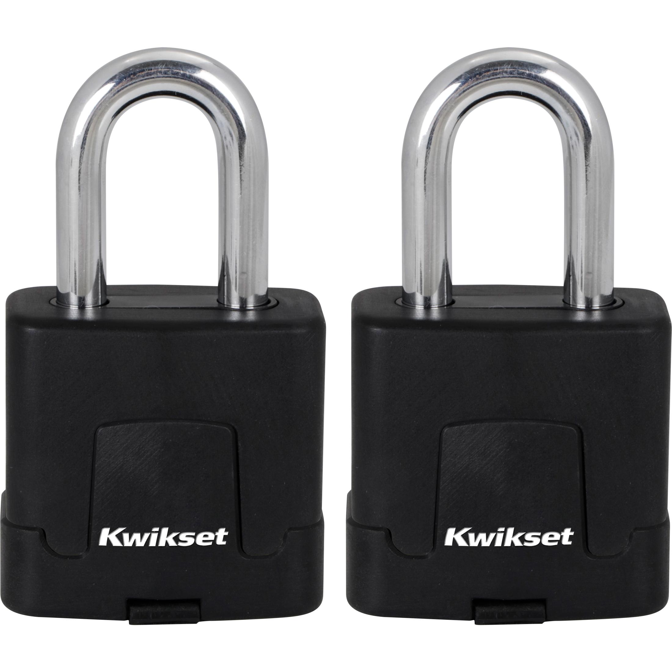 Kwikset 2" Padlock SMT KA with Cover and 1-1/2" Shackle, 2-Pack
