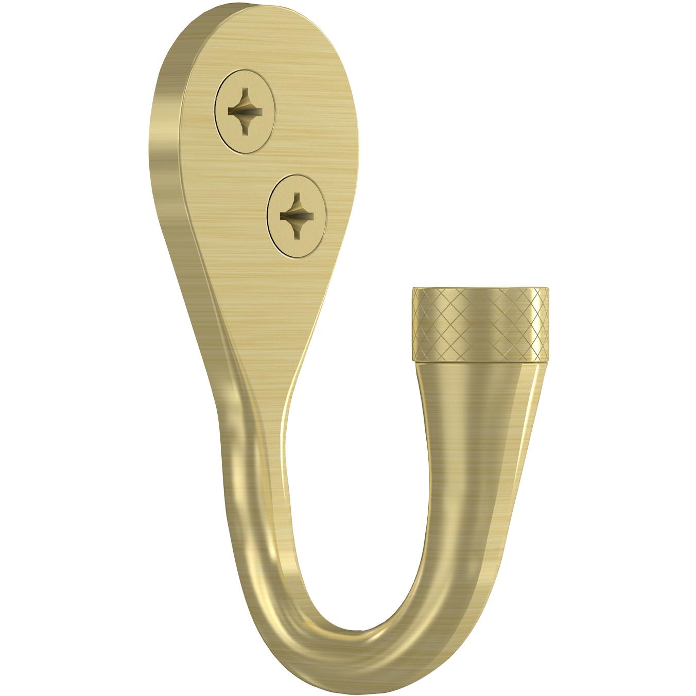 V1456 Powell Knurled Hook 2/pk - Brushed Gold