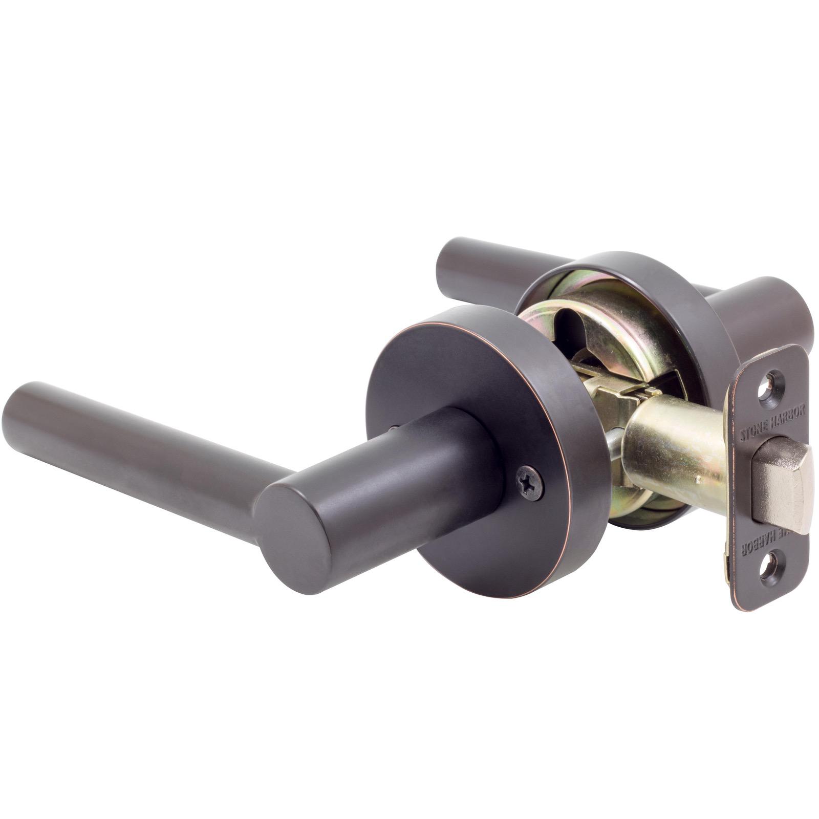 Stone Harbor Hardware Zurich Door Lever with Round Rosette, Passage (Hall/Closet) Latch, Vintage Bronze