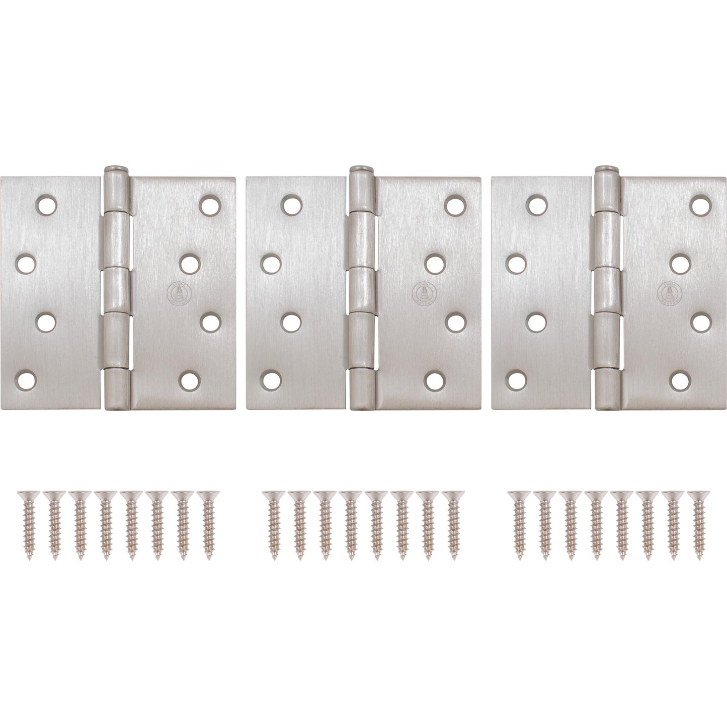 Stone Harbor Hardware 4" Door Hinges, Square Corner, Satin Nickel, 3-Pack