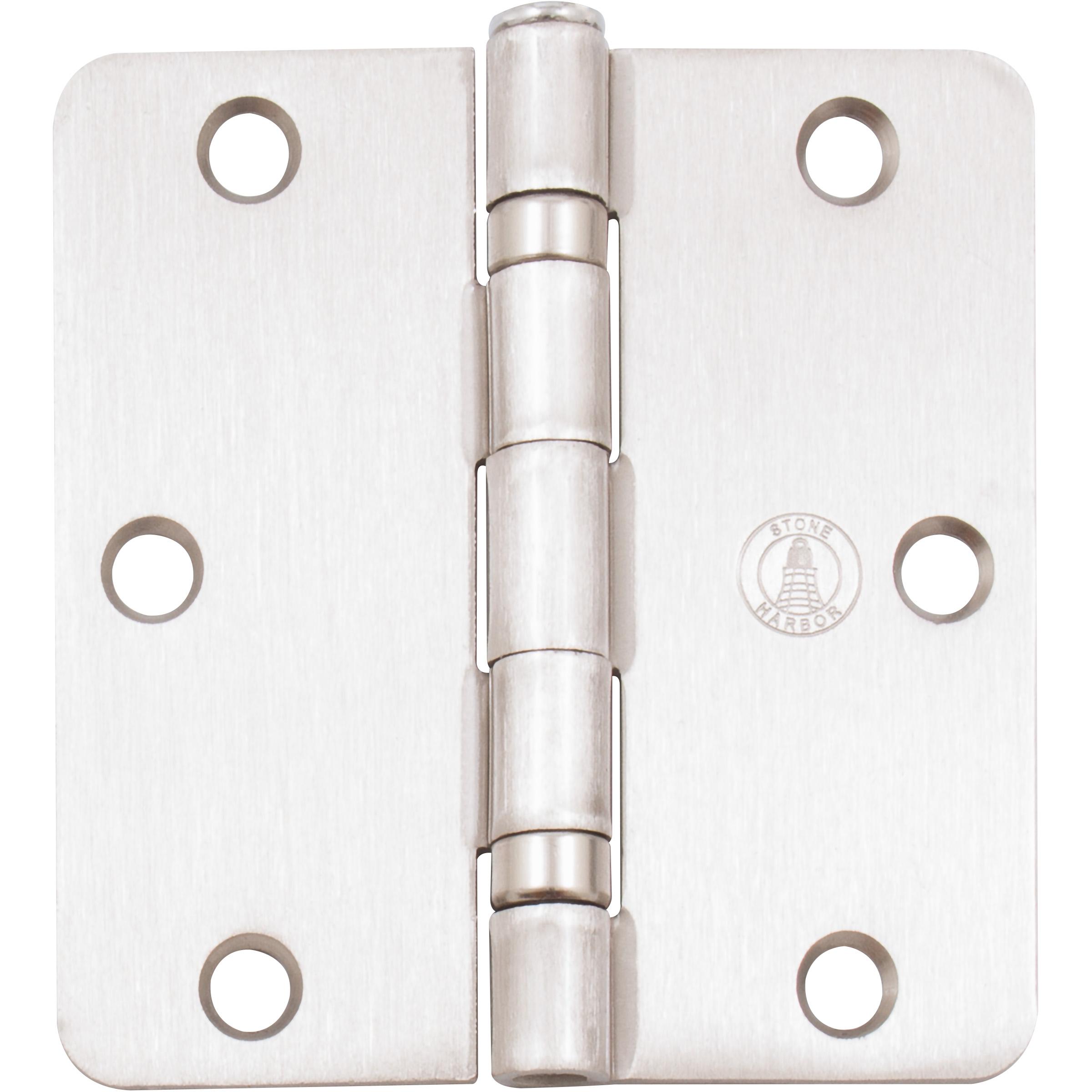 Stone Harbor Hardware 3-1/2" Ball-Bearing Door Hinges, 1/4" Radius Corner, Satin Nickel, 2-Pack