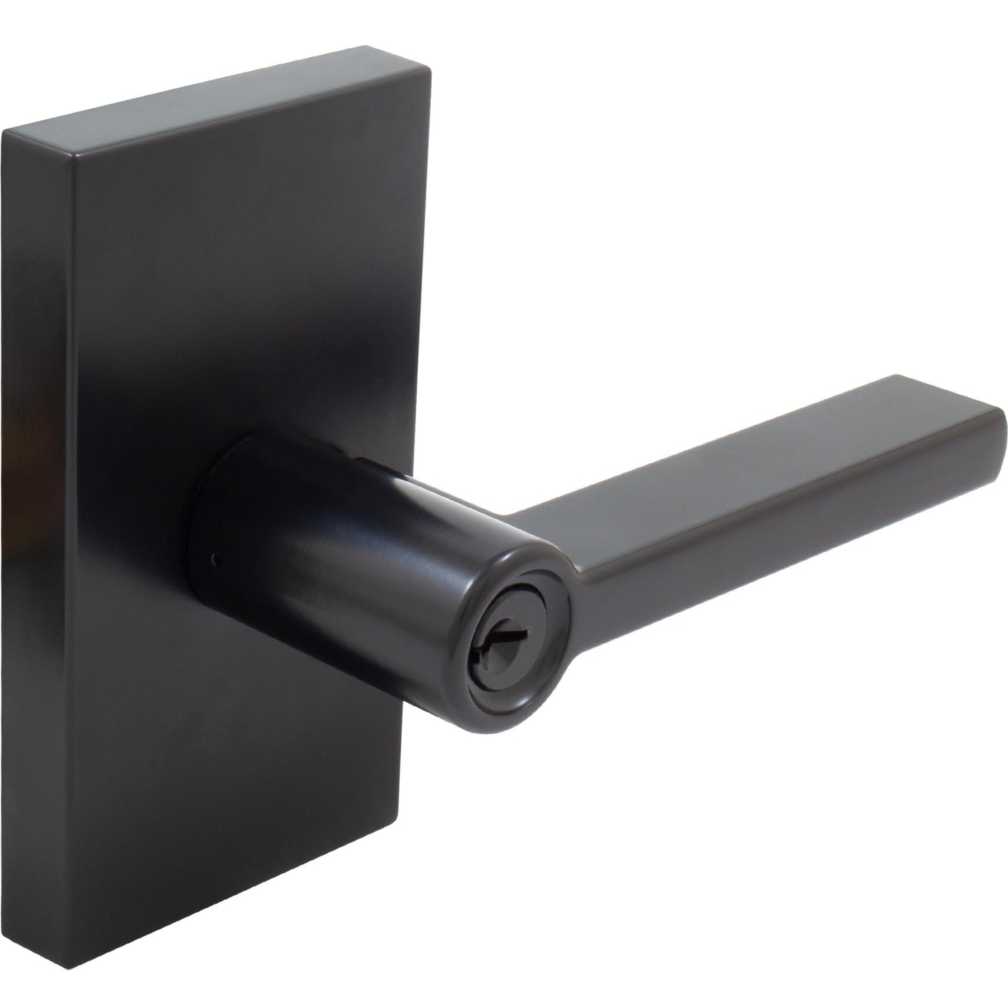 Stone Harbor Hardware Vienna Door Lever with Rectangular Rosette, Entry Latch, SC Keyway, Matte Black
