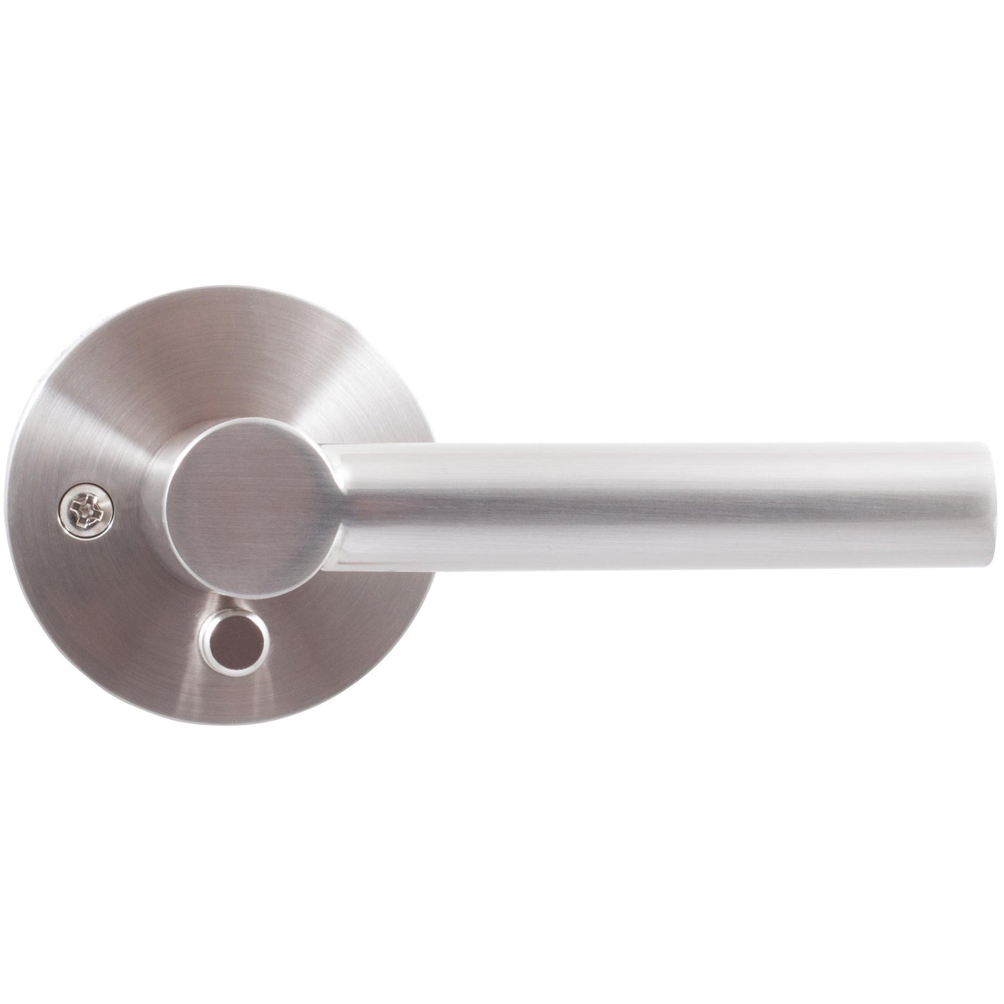 Stone Harbor Hardware Zurich Door Lever with Round Rosette, Privacy (Bed/Bath) Latch, Satin Nickel