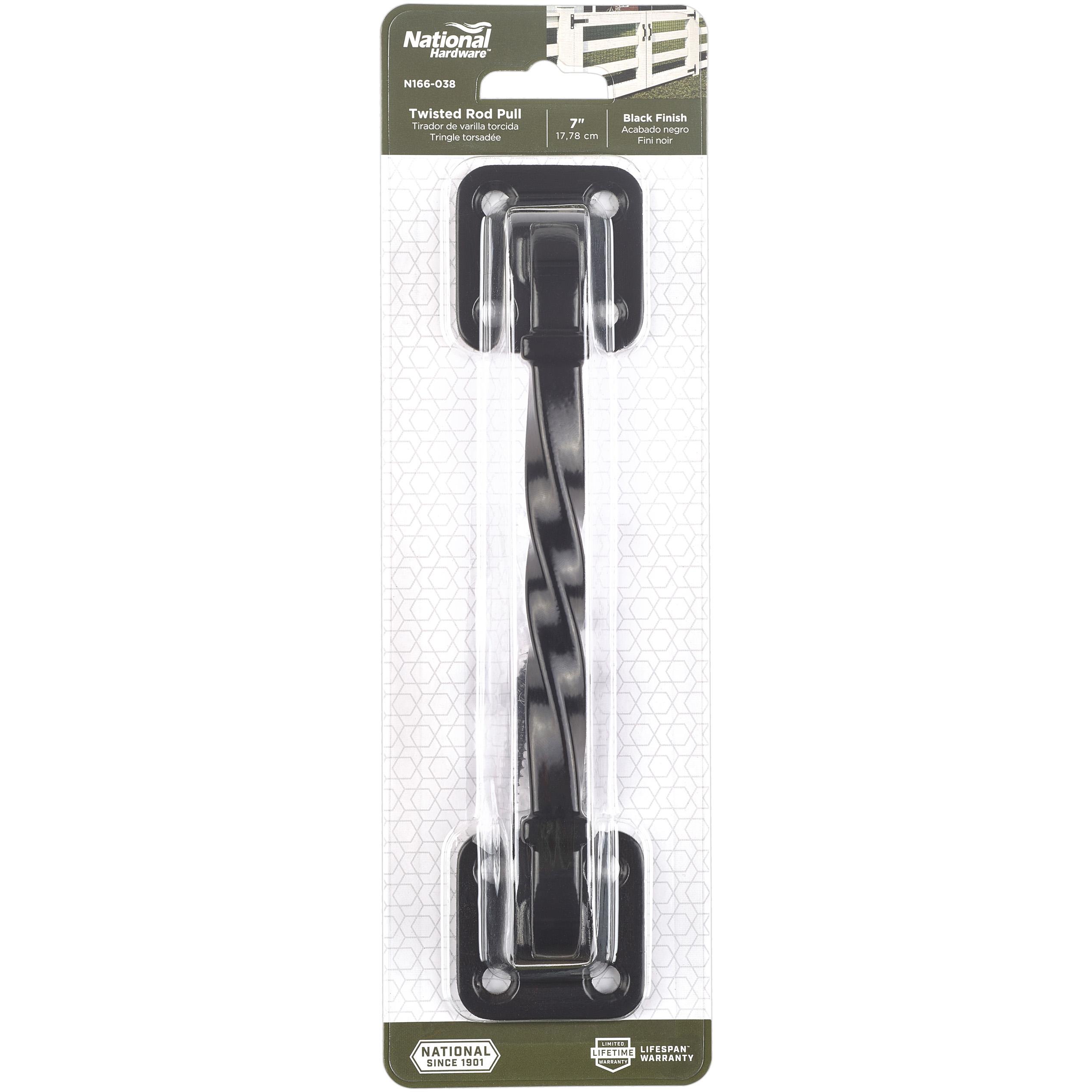 National Hardware - N166-038 V1171 7" Twisted Rod Gate Pull - Matte Black