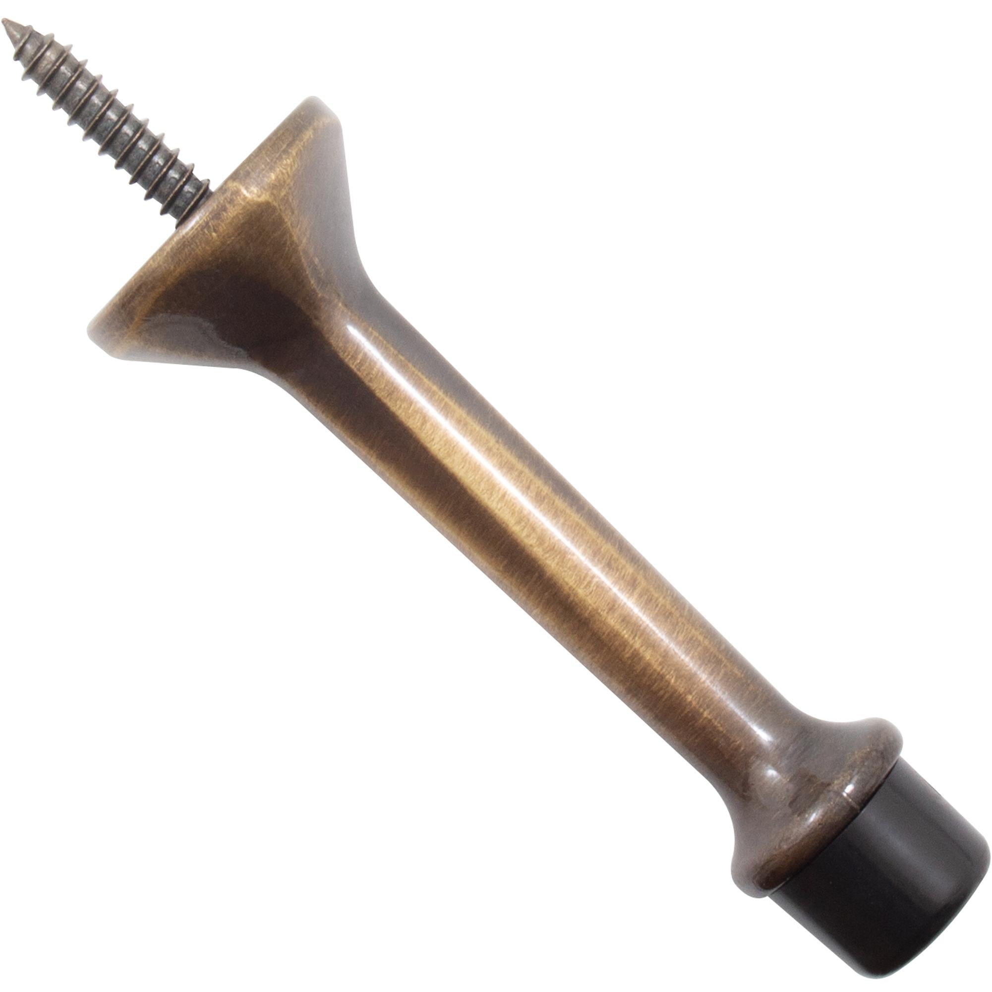 Stone Harbor Hardware Heavy-Duty Solid Door Stop, 3 Inches, Antique Brass