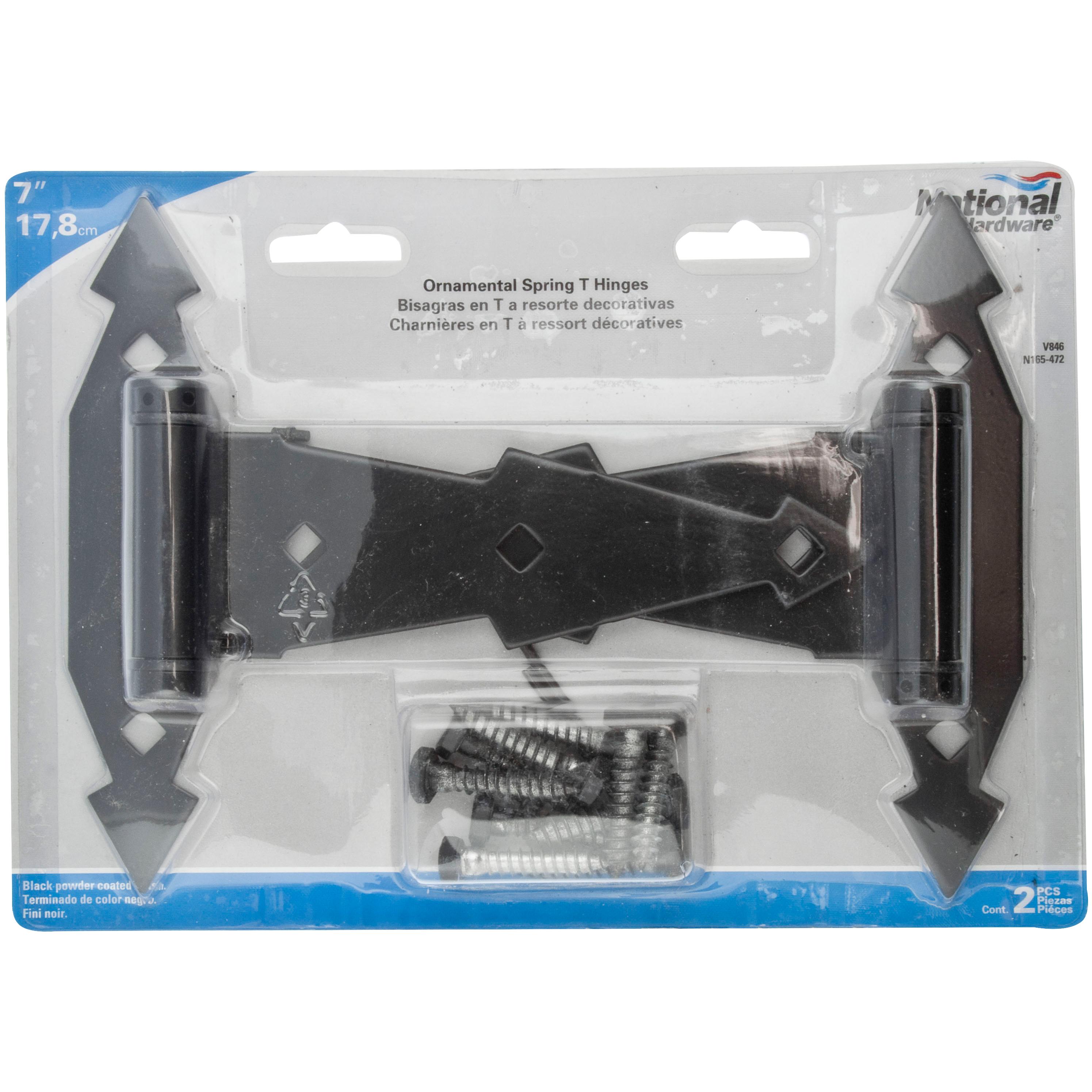 National Hardware - V846 Ornamental Spring T-Hinge 2/pk - Black