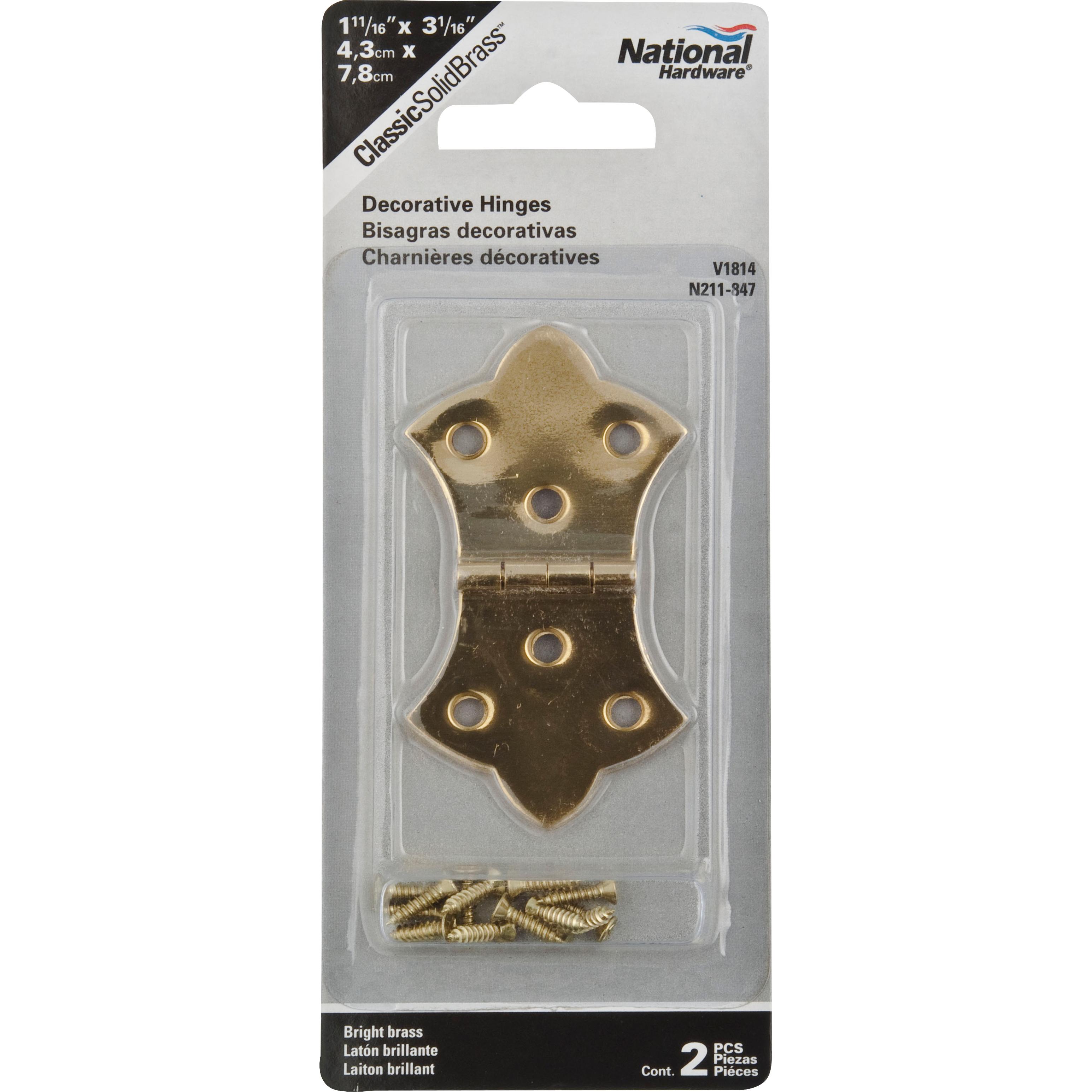 V1814 1-11/16" x 3-1/16" Hinge 2/pk - Polished Brass