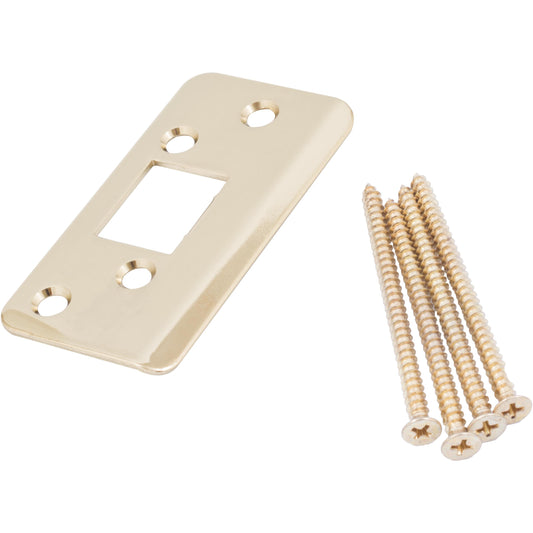Stone Harbor Hardware Jamb Saver Strike Plate, 1-7/8" x 3-5/8", 2-1/4" Center-to-Center, Polished Brass