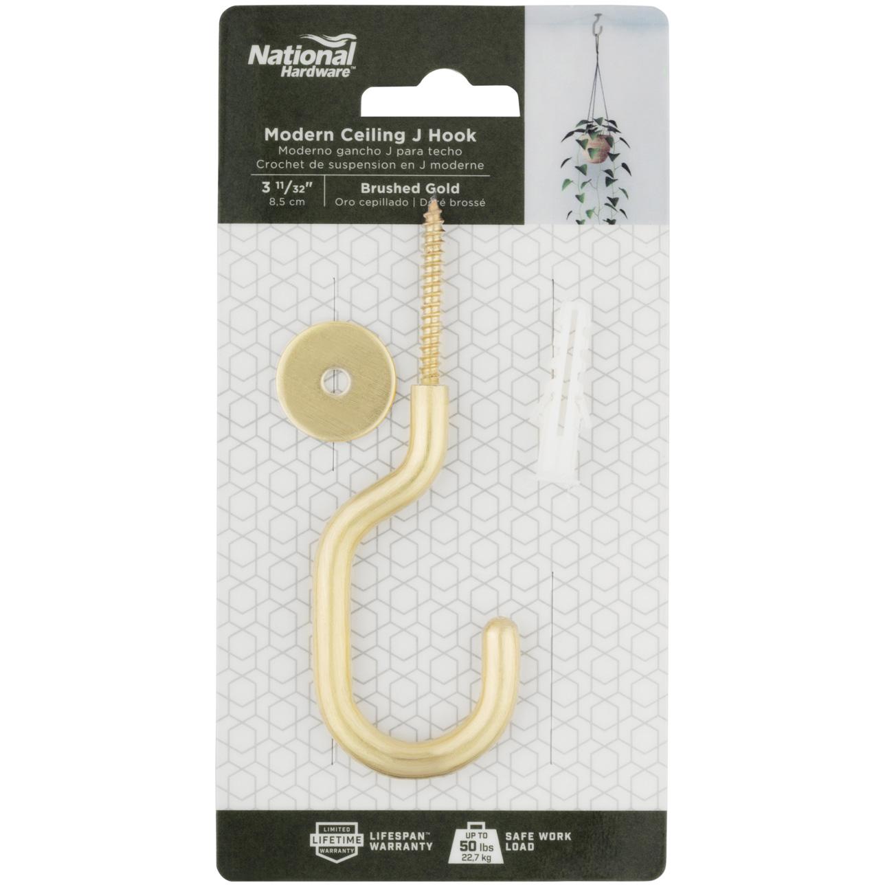 National Hardware - N275-524 - V2682 - 3-11/32" Modern Ceiling Hook in Brushed Gold