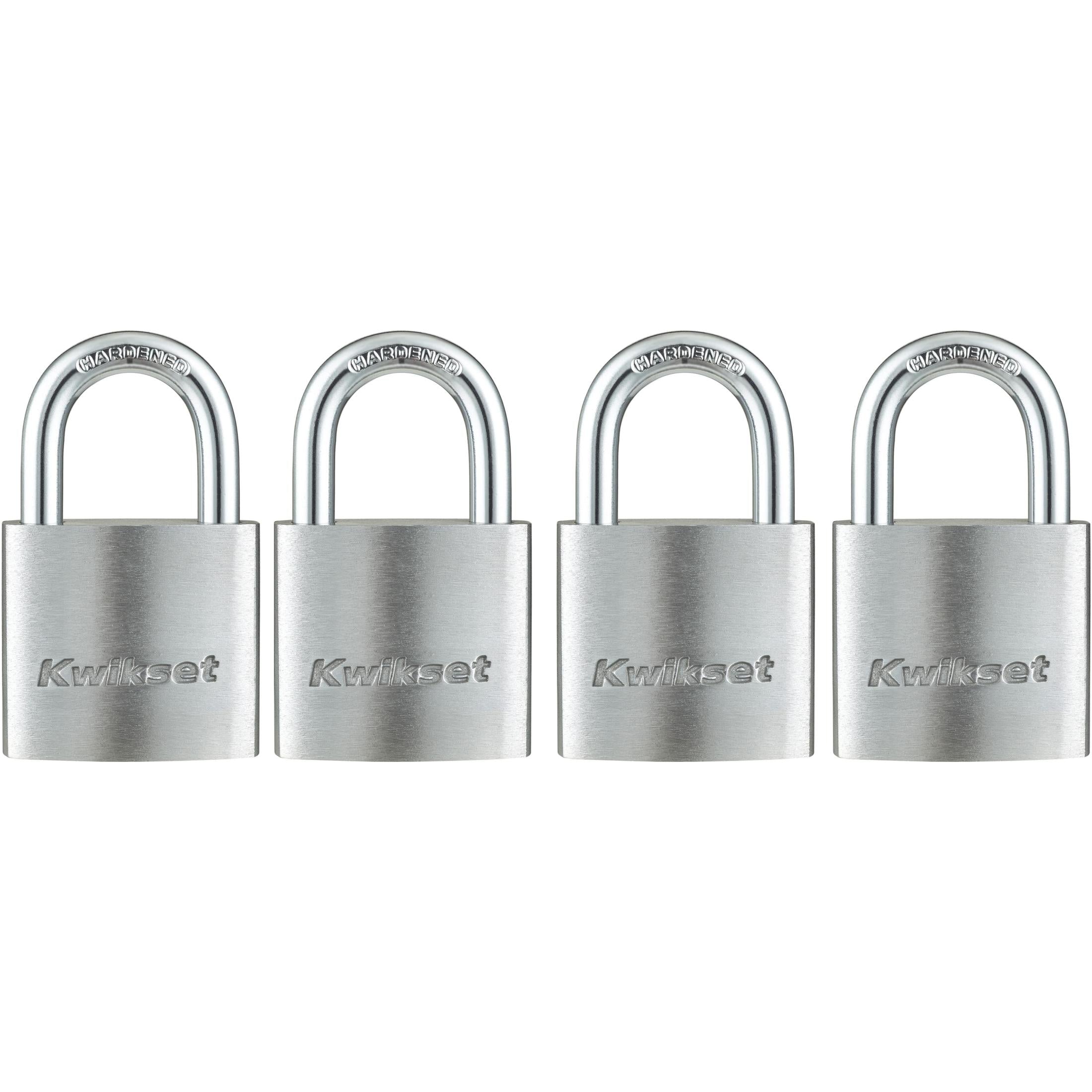 Kwikset 1-1/2" Aluminum Padlock KA with 7/8" Shackle, 4-Pack