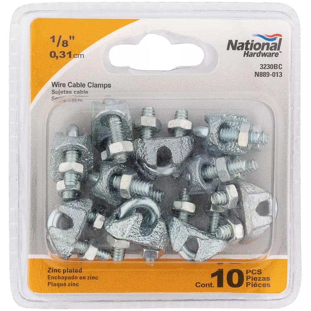 National Hardware - N889-013 3230BC, 1/8" Wire Cable Clamp in Zinc Plated, 10 pack
